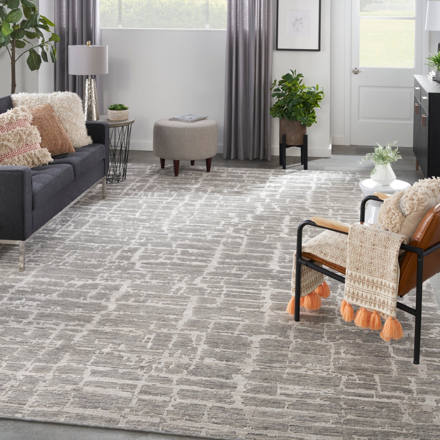 Nourison Luna 8'6" x 11'6" Grey Silver Modern Indoor Rug