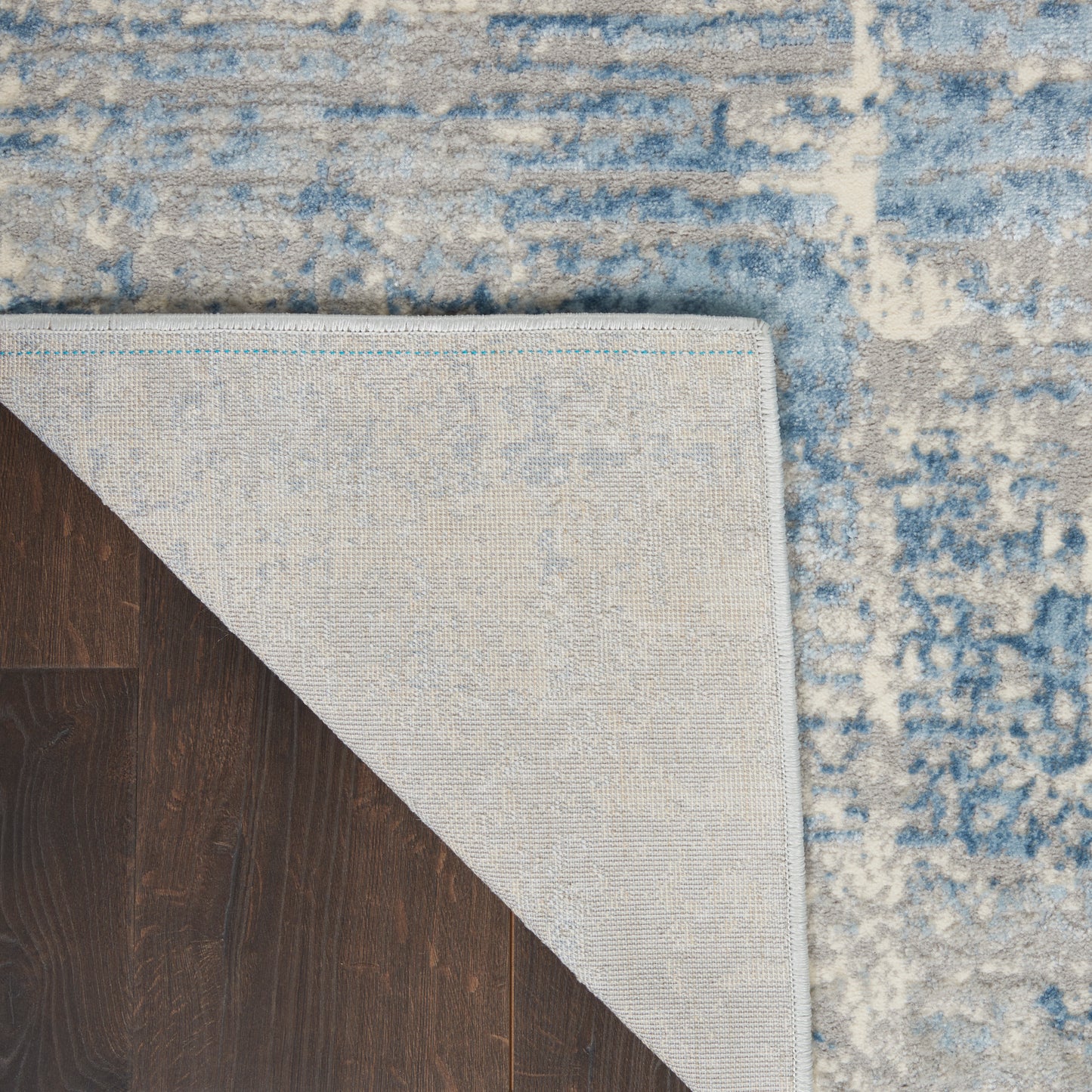 Nourison Solace 2'3" x 7'3" Ivory/Grey/Blue Modern Indoor Rug