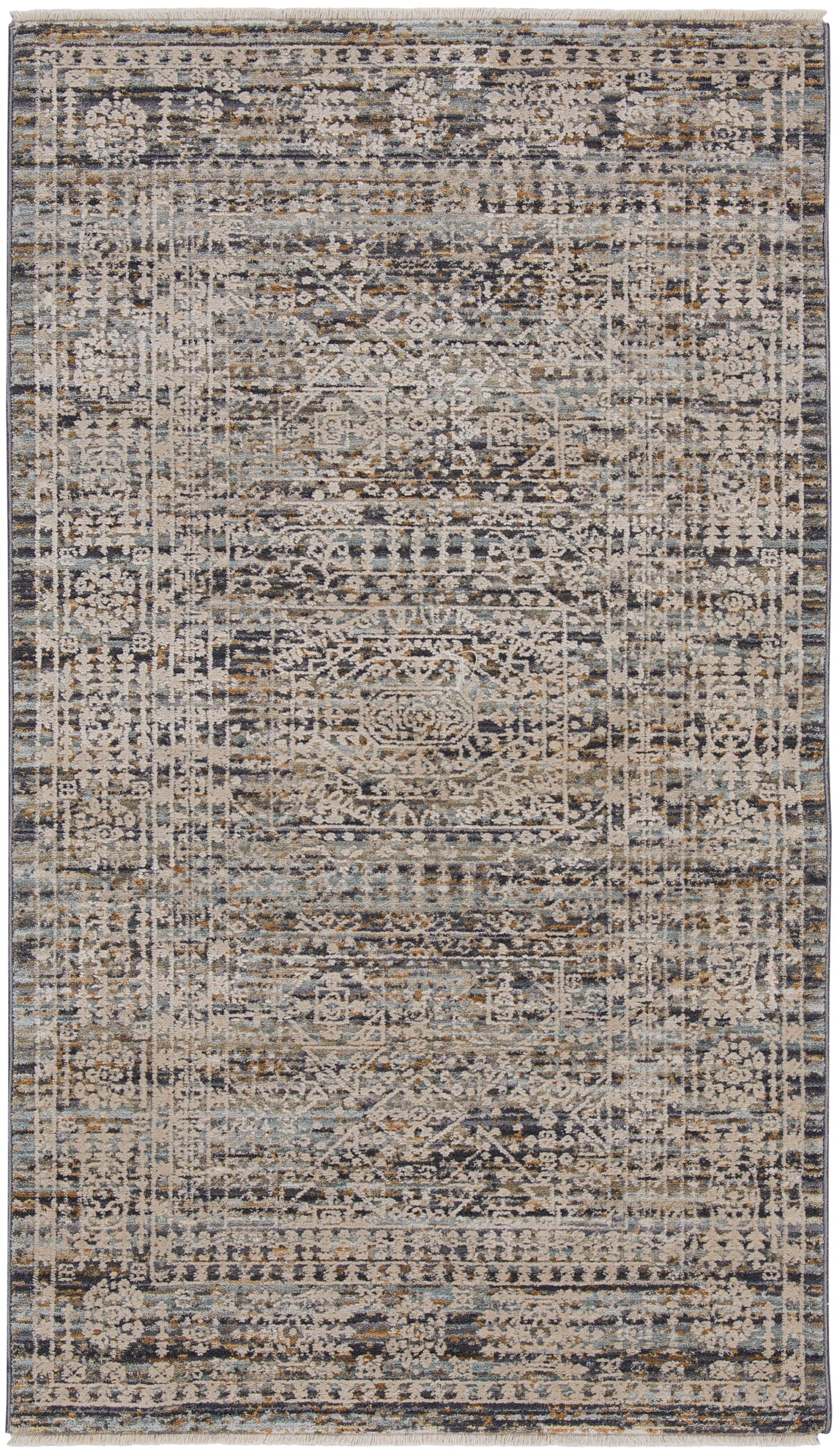 Nourison Lynx 2'6" x 4'6" Ivory Slate Vintage Indoor Rug