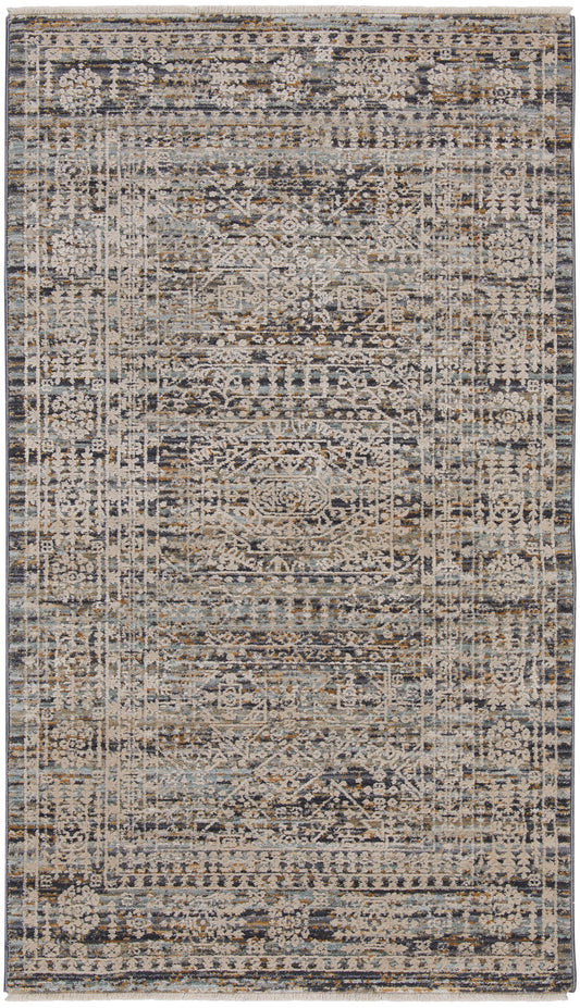 Nourison Lynx 2'6" x 4'6" Ivory Slate Vintage Indoor Rug