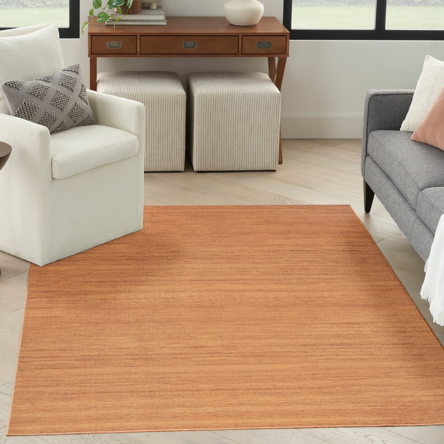 Nourison Washable Essentials 4' x 6' Copper Modern Indoor Rug