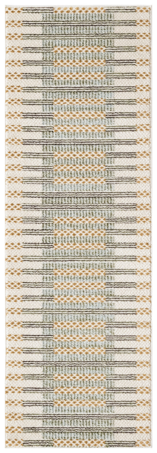 Nourison Nordic 2' x 6' Ivory Multicolor Modern Indoor Rug