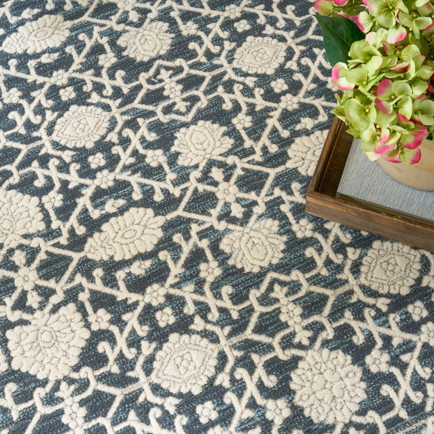 Nourison Grace 5'3" x 7'3" Blue Vintage Indoor Rug