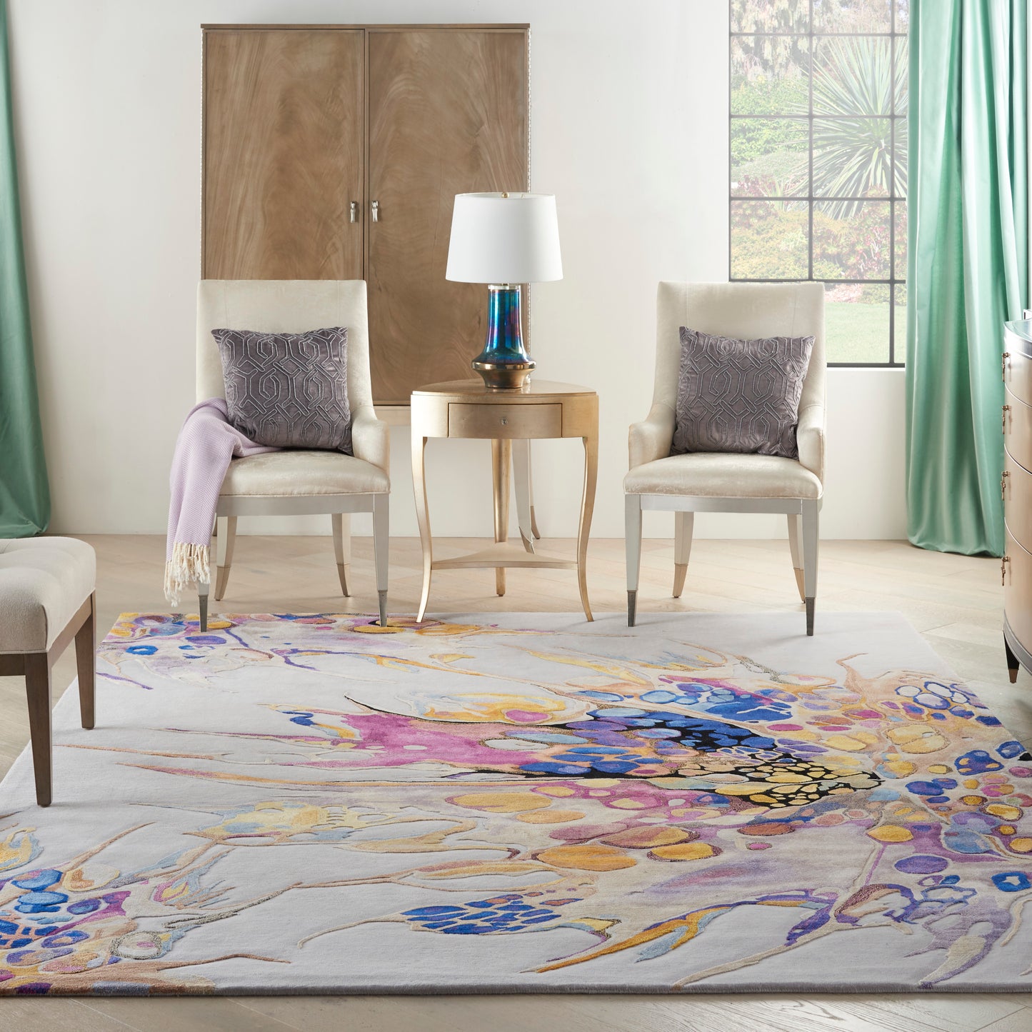 Nourison Prismatic 7'9" x 9'9" Grey Lilac Multi Modern Indoor Rug