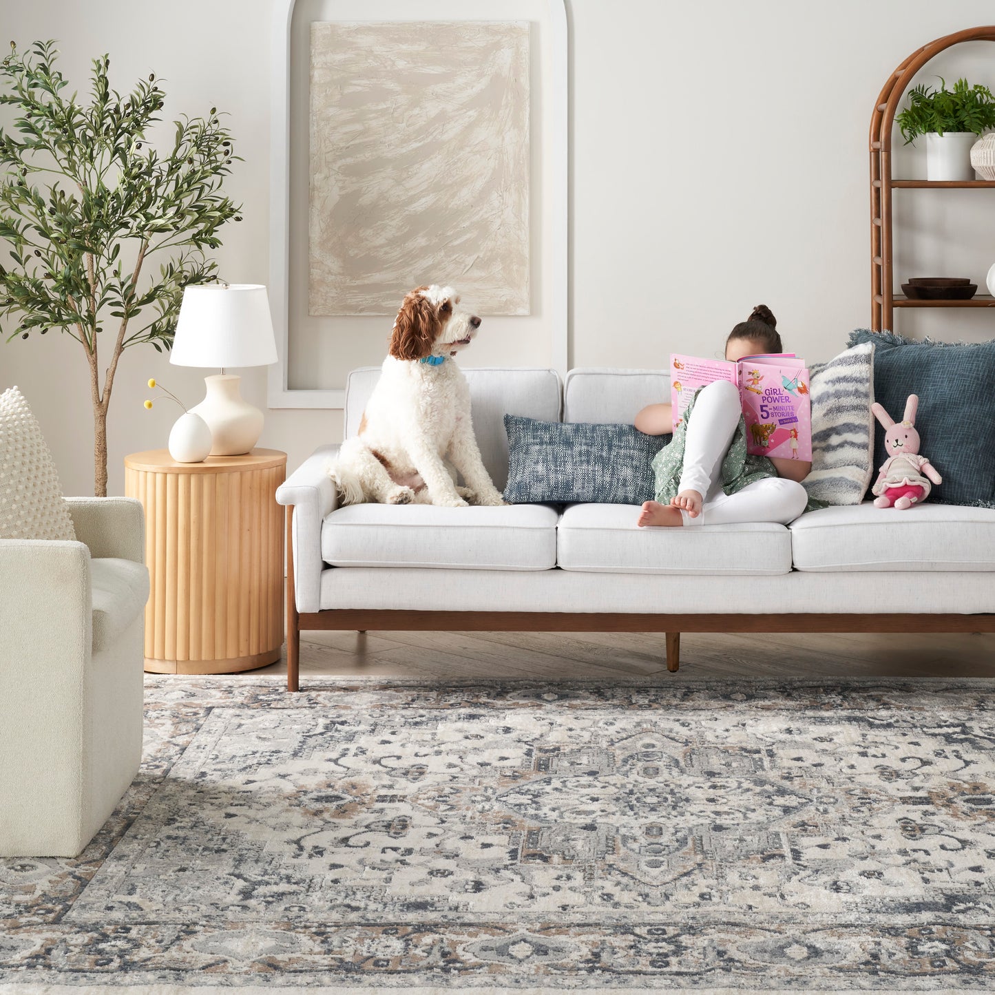Nourison Quarry 5'3" x 7'3" Ivory Grey Farmhouse Indoor Rug