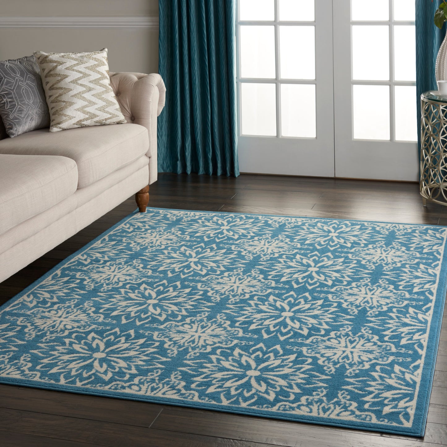 Nourison Jubilant 6' x 9' Ivory Blue Farmhouse Indoor Rug