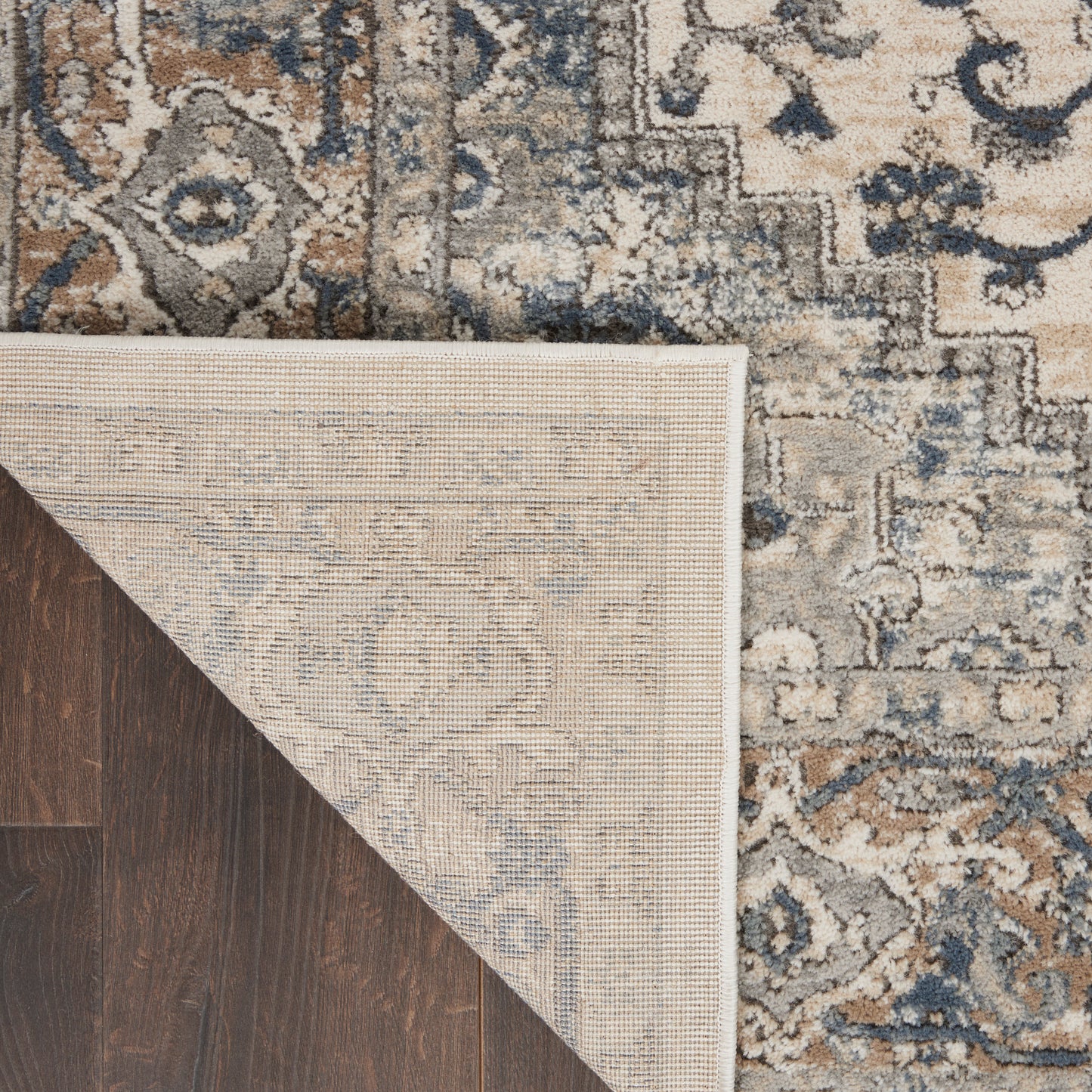 Nourison Quarry 2'2" x 16' Ivory Grey Farmhouse Indoor Rug