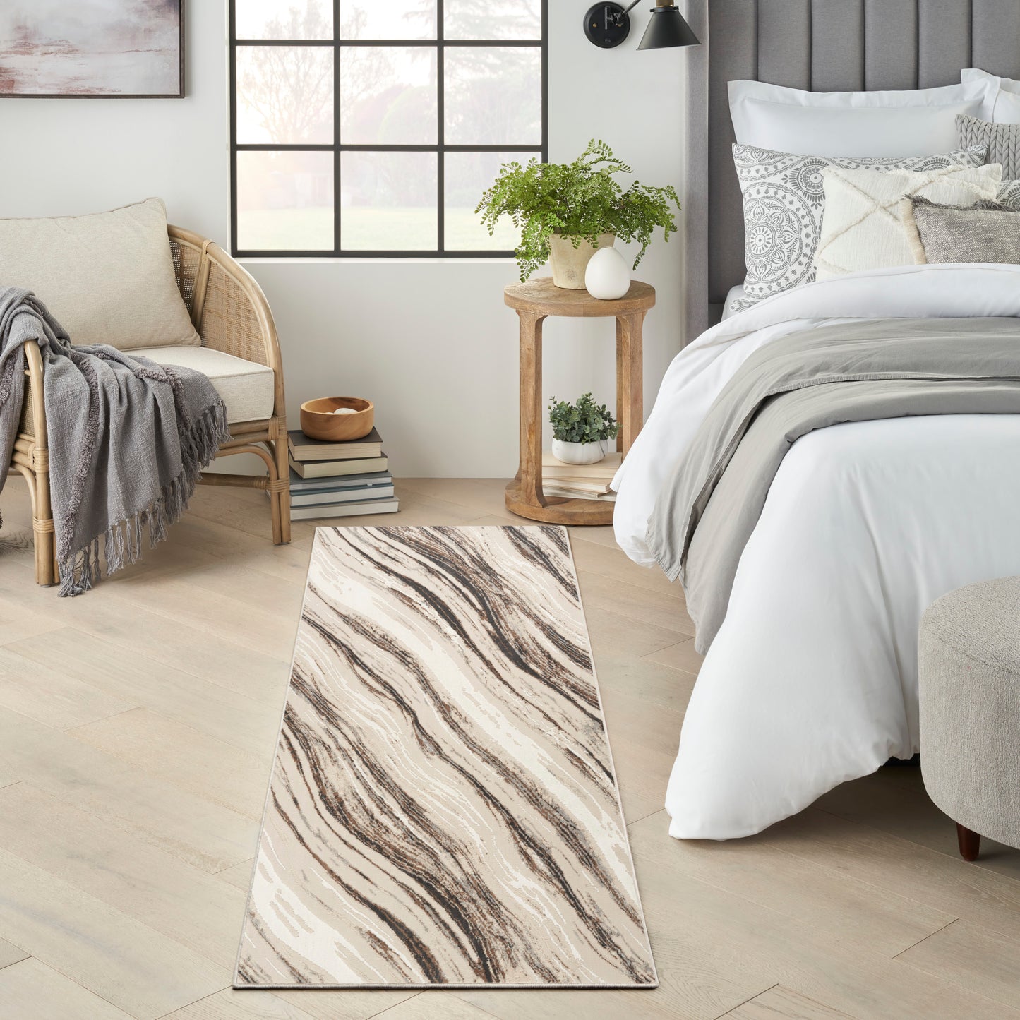 Nourison Sustainable Trends 2'2" x 7'6" Beige Grey Modern Indoor Rug