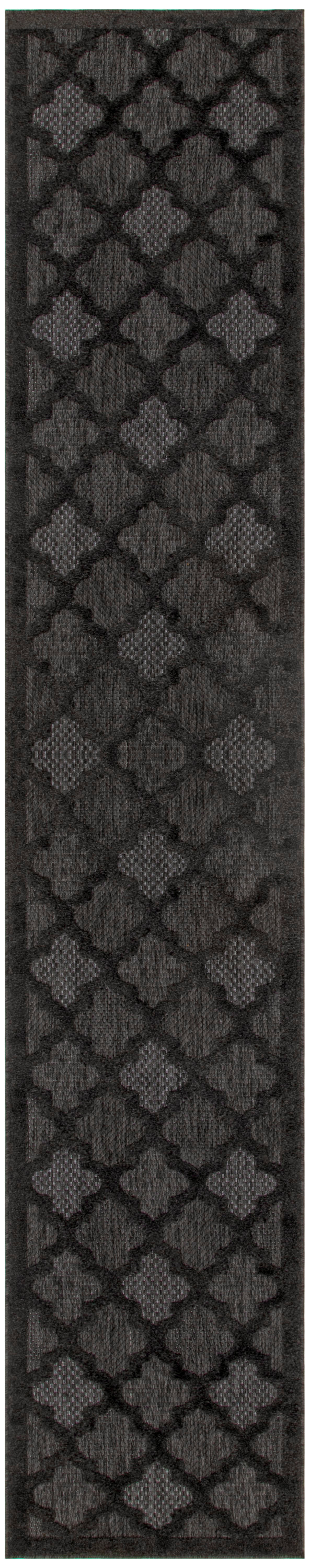 Nourison Easy Care 2'2" x 20' Charcoal Black Modern Rug