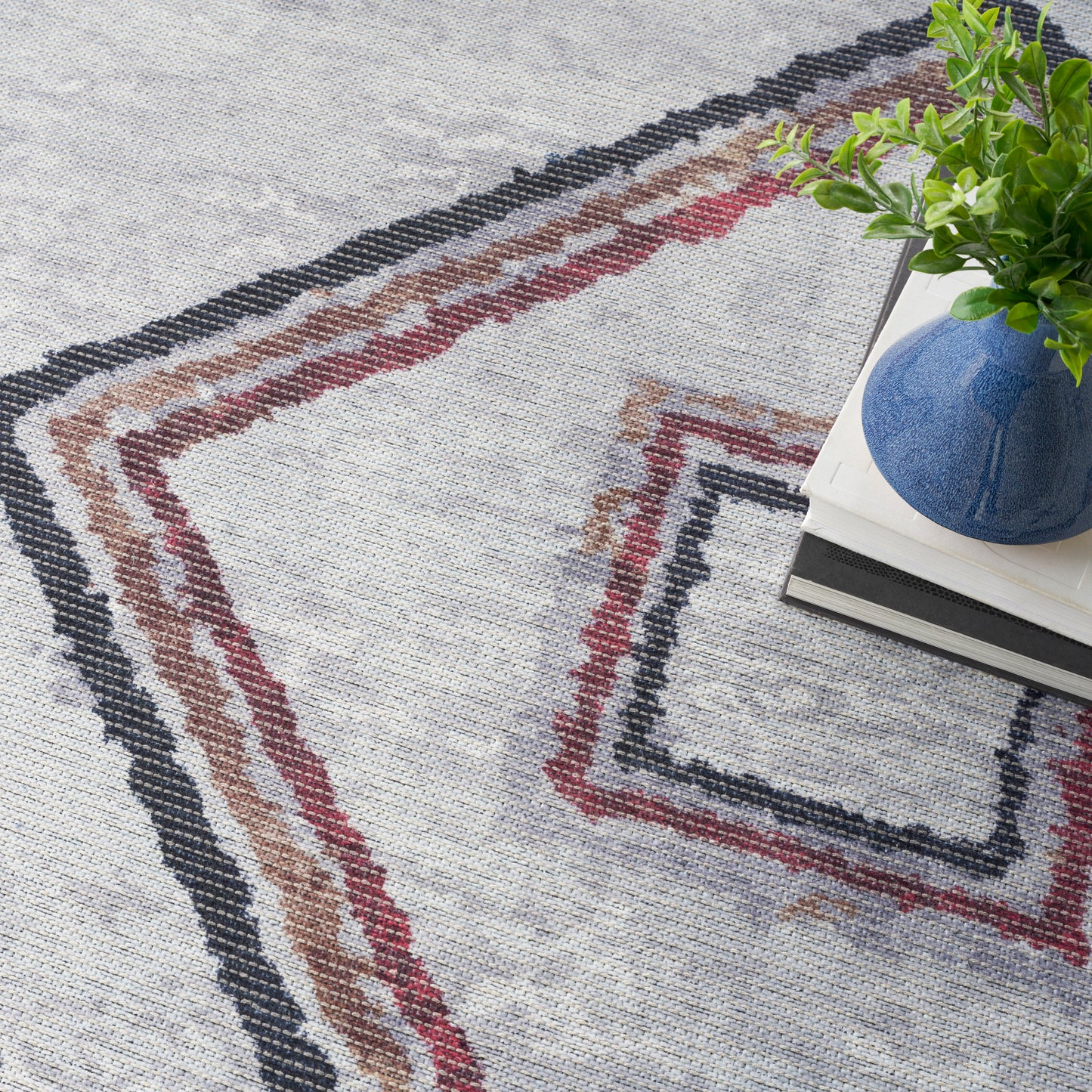 Nicole Curtis Machine Washable Series 1 7'10" x 9'10" Ivory/Multi Bohemian Indoor Rug