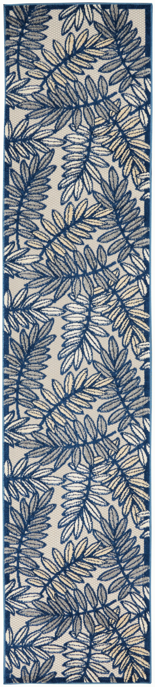 Nourison Aloha 2'3" x 12' Ivory/Navy Tropical Rug