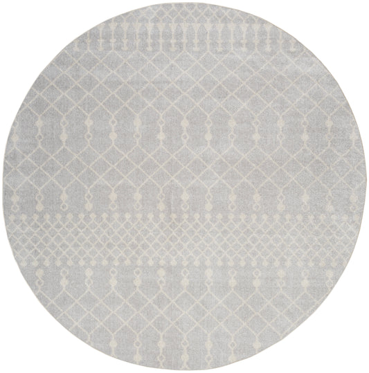 Nourison Astra Machine Washable 7'10" x Round Grey Bohemian Indoor Rug