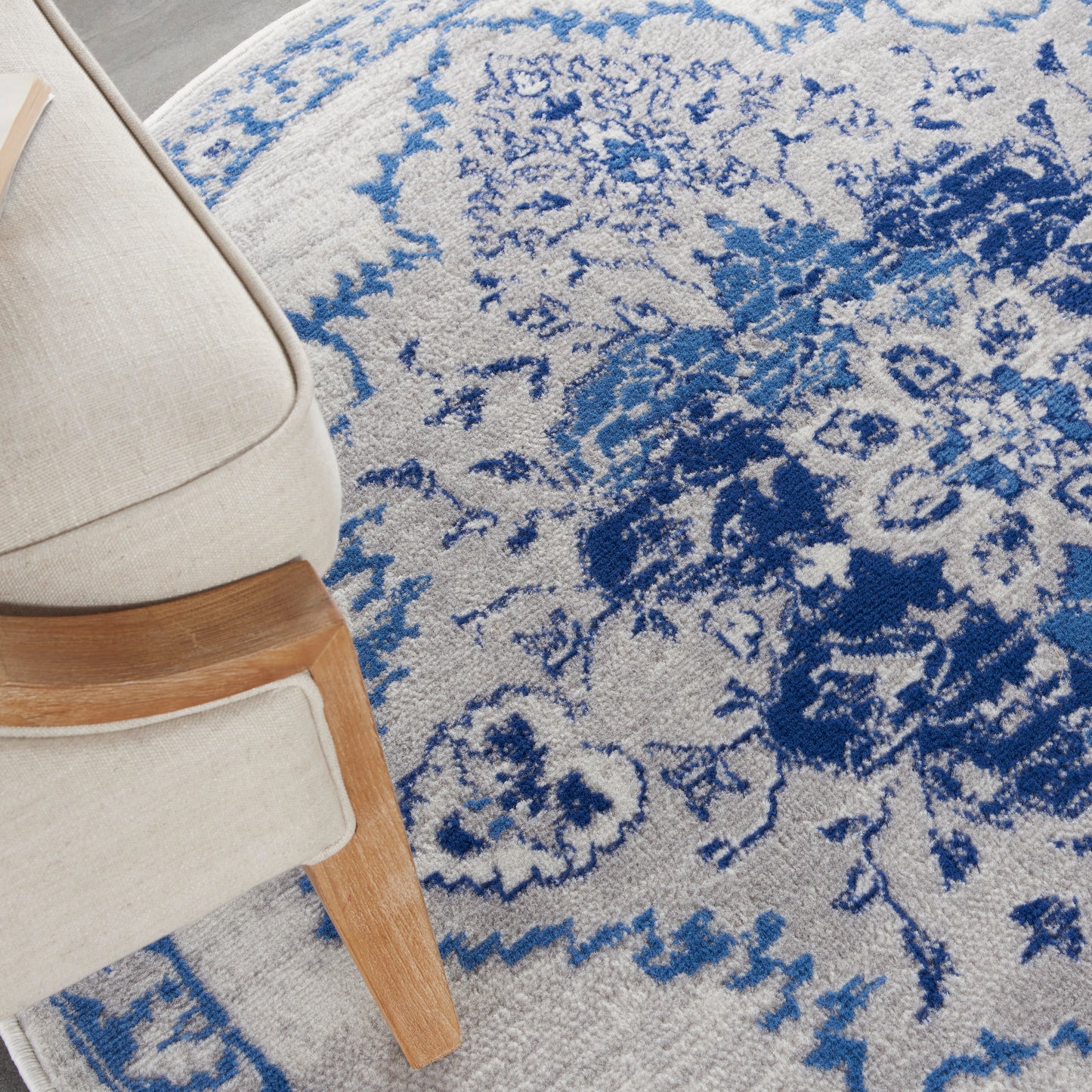 Nourison Whimsicle 5' x Round Ivory Blue Bohemian Indoor Rug