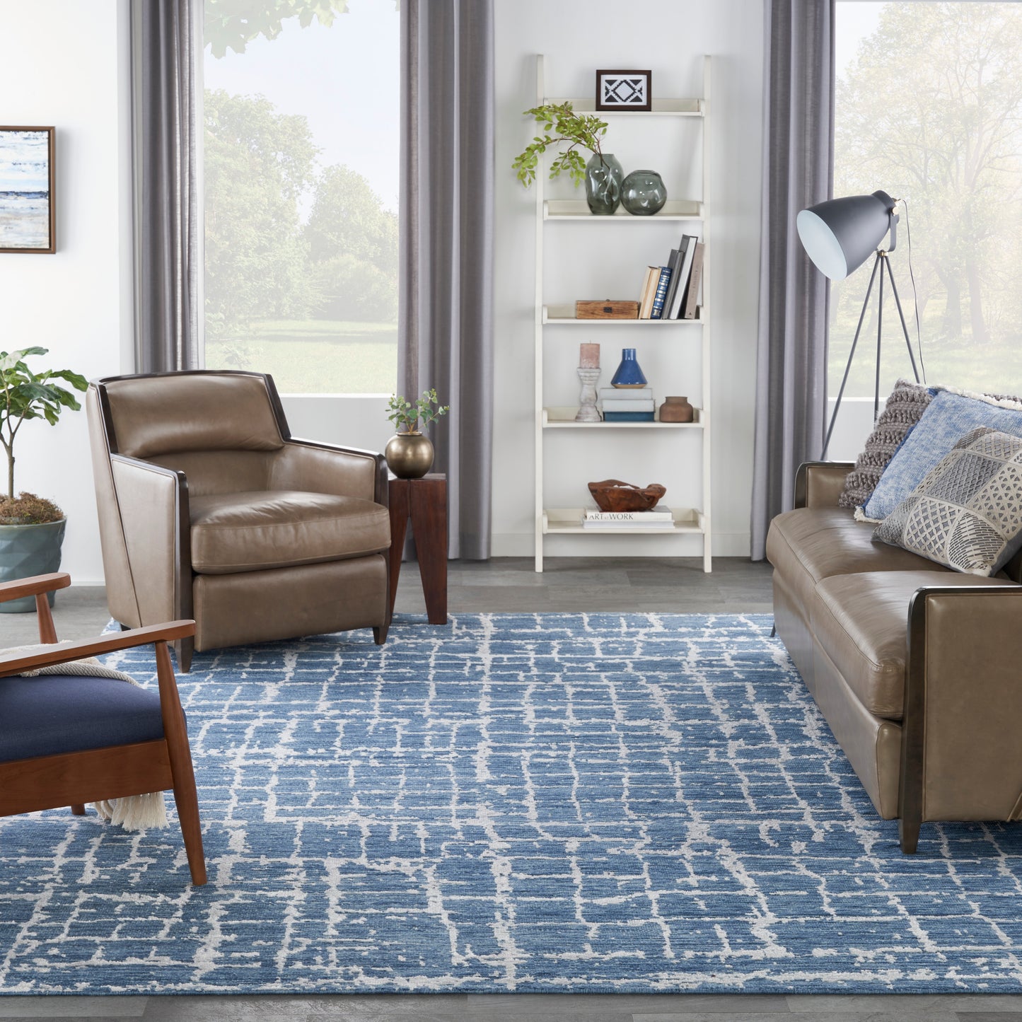 Nourison Luna 8'6" x 11'6" Blue Silver Modern Indoor Rug