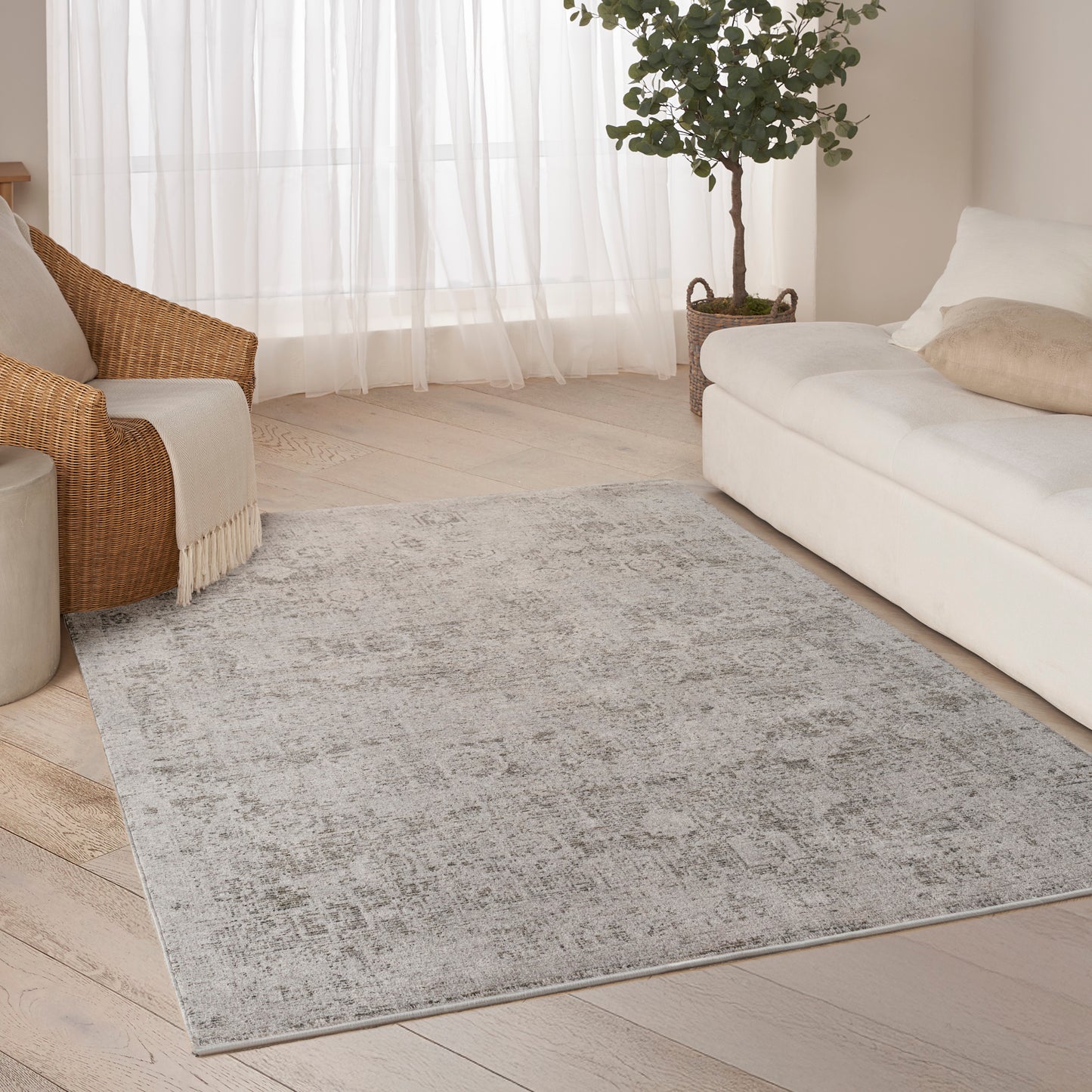 DKNY Pure Shades 4' x 6' Grey Vintage Indoor Rug