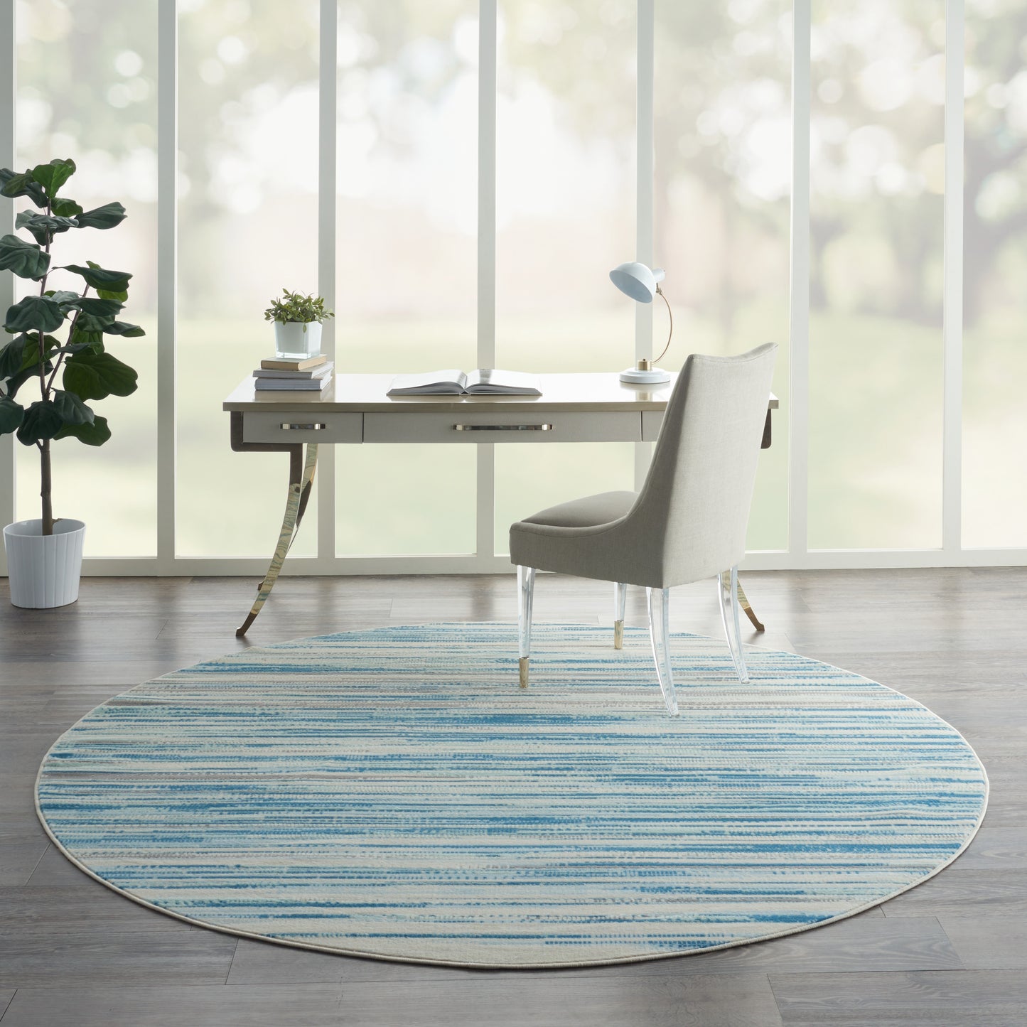 Nourison Jubilant 8' x Round Blue Modern Indoor Rug