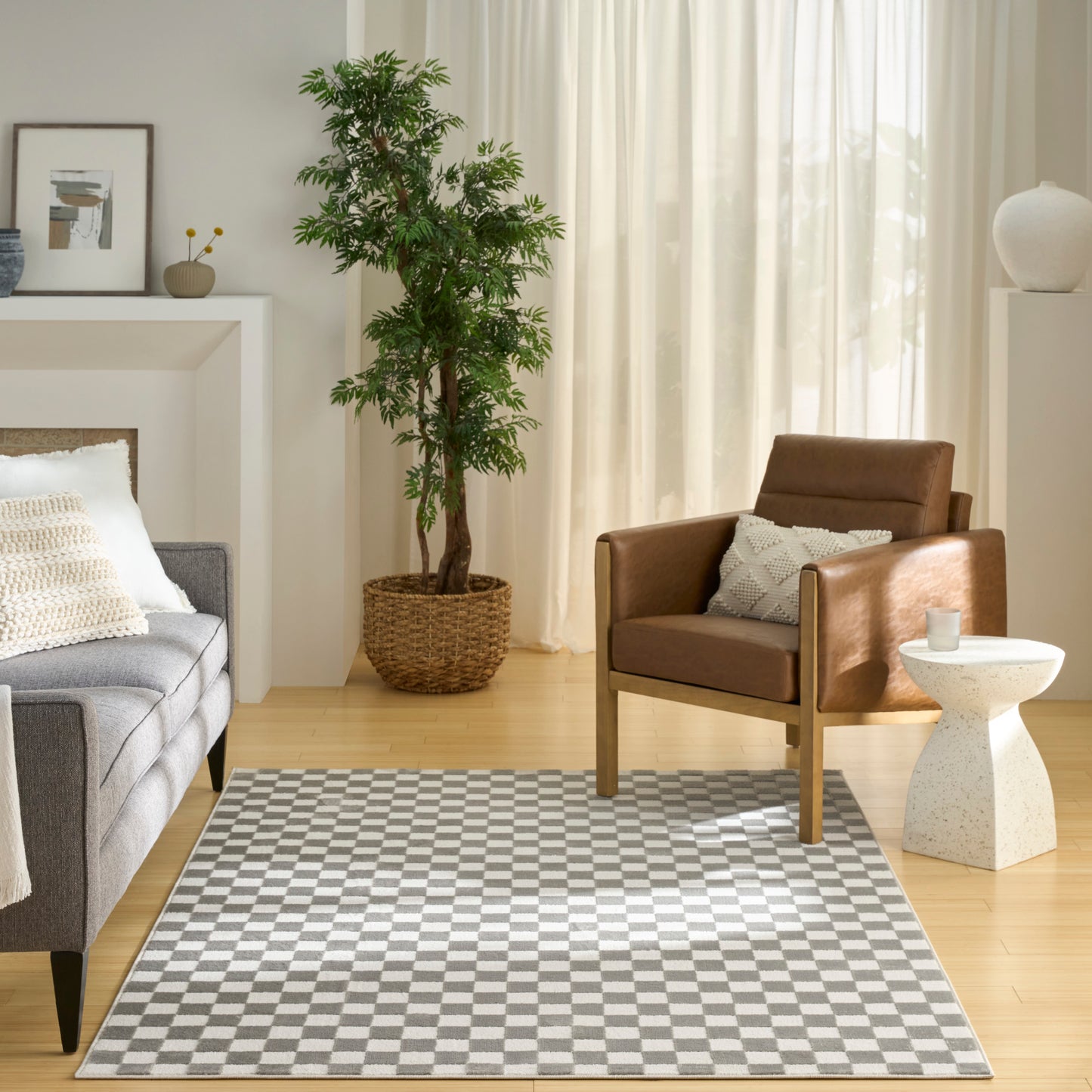 Nourison Serenity Home 3'11" x 5'11" Ivory Grey Modern Indoor Rug