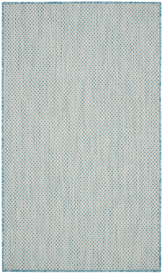 Nourison Courtyard 3' x 5' Ivory Aqua Modern Rug
