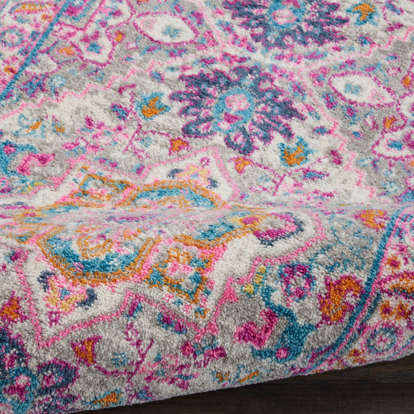 Nourison Passion 1'10" x 6' Light Grey/Pink Bohemian Indoor Rug