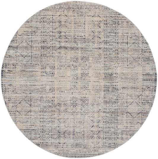 Nourison Lynx 7’10” x Round Ivory Blue Vintage Indoor Rug
