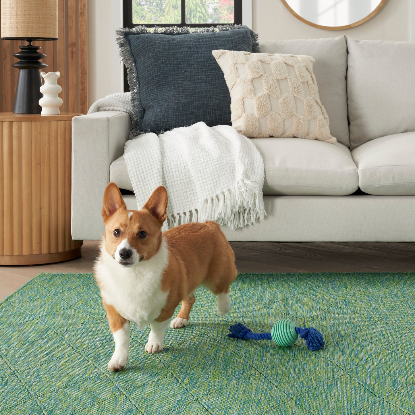Nourison Washable Solutions 6' x 9' Blue/Green Modern Rug