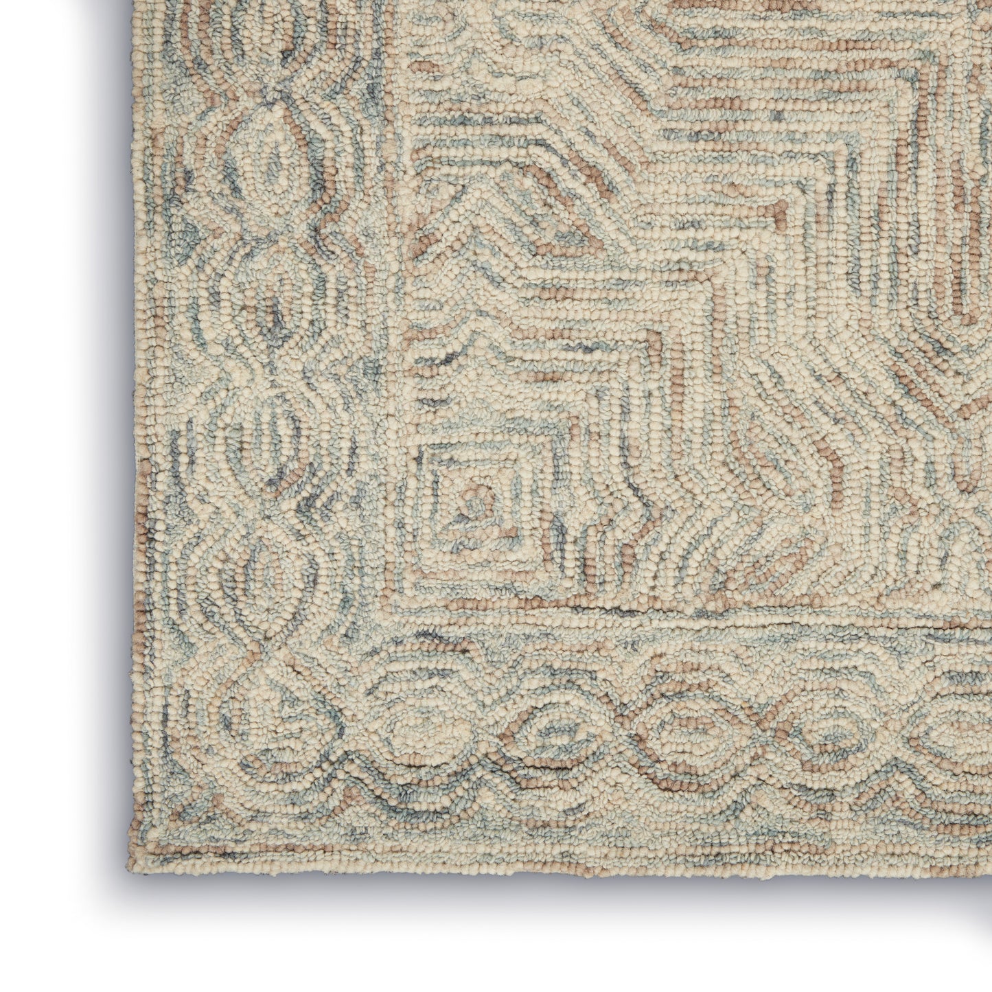 Nourison Interlock 5' x 7'6" Blue Ivory Bohemian Indoor Rug