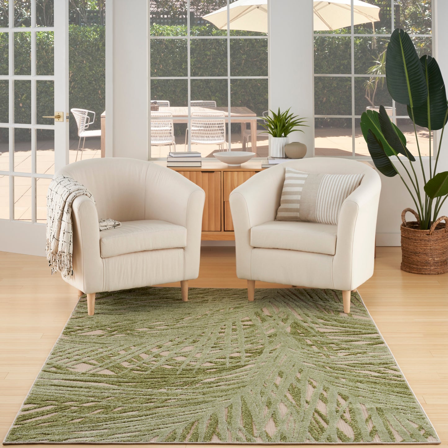Nourison Aloha 3'6" x 5'6" Ivory Green Outdoor Rug