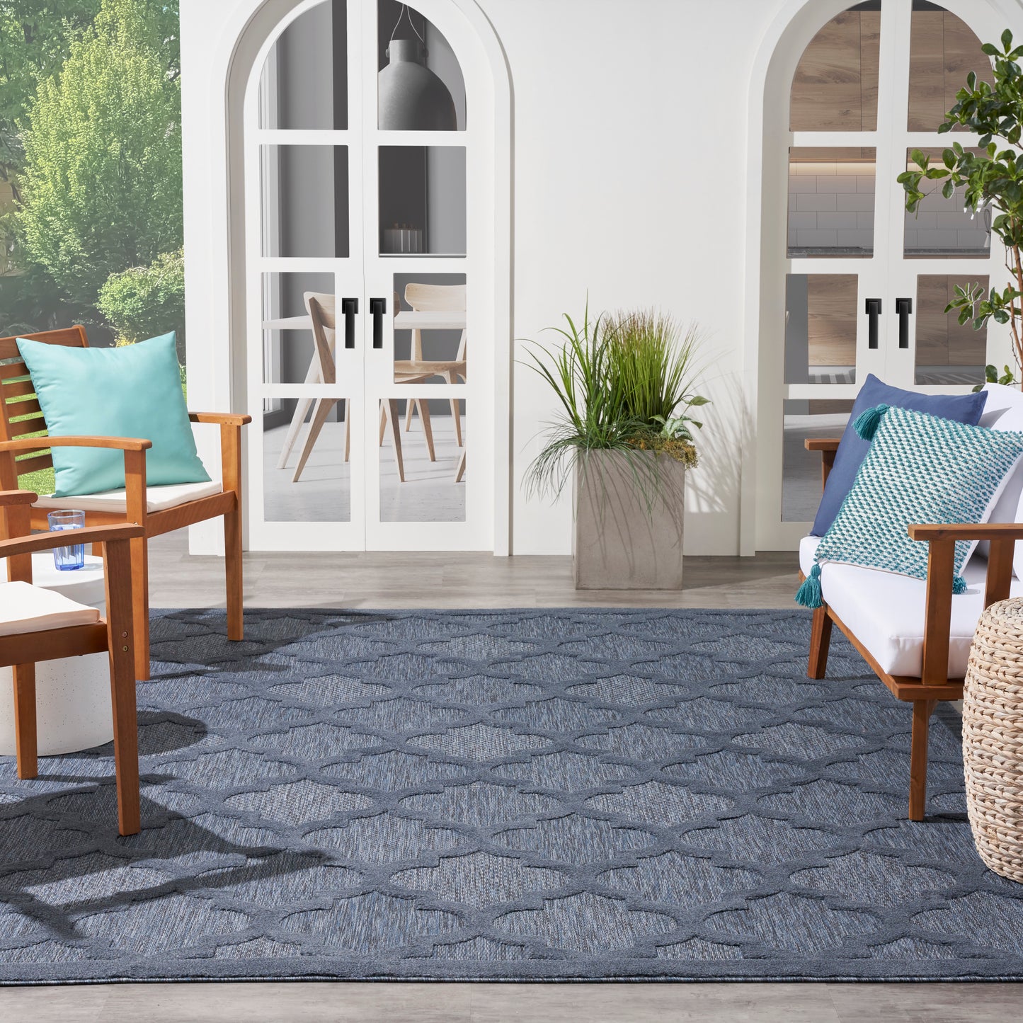 Nourison Easy Care 8' x 10' Navy Blue Modern Rug