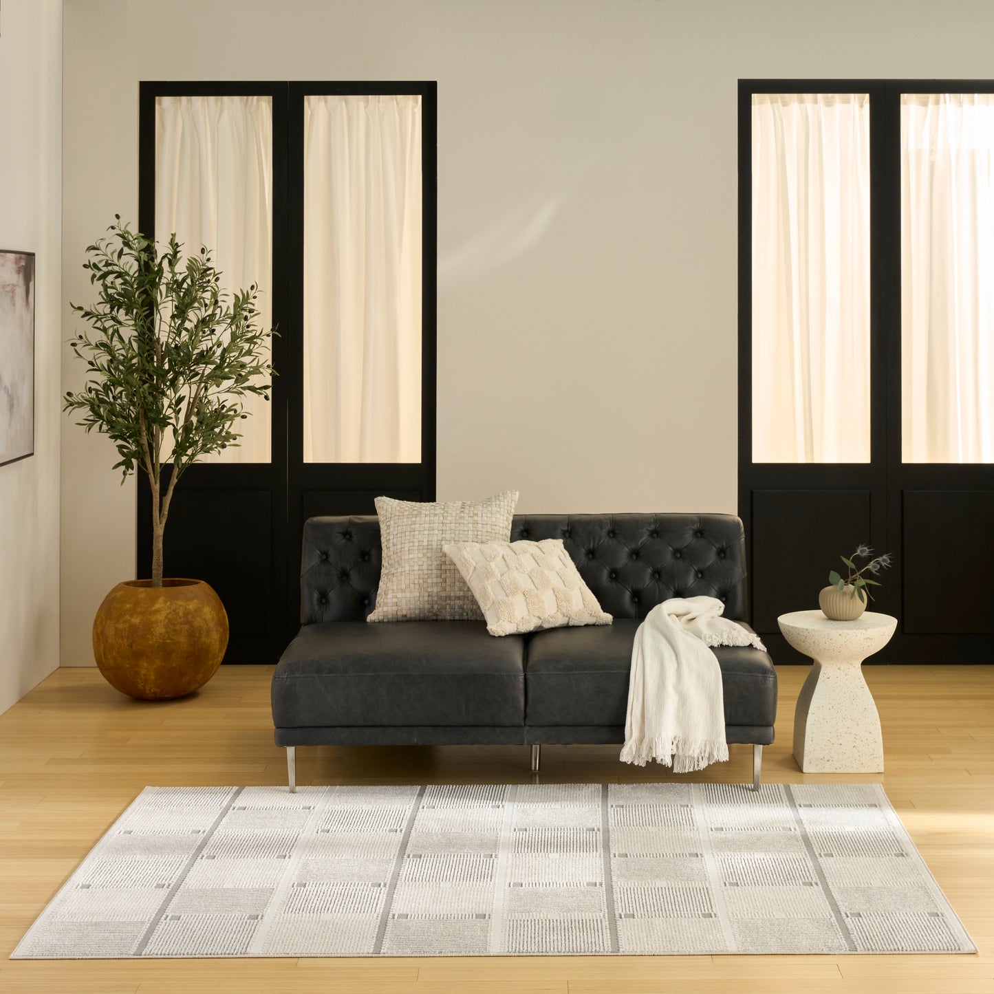 Nourison Nordic 4' x 6' Ivory Grey Modern Indoor Rug