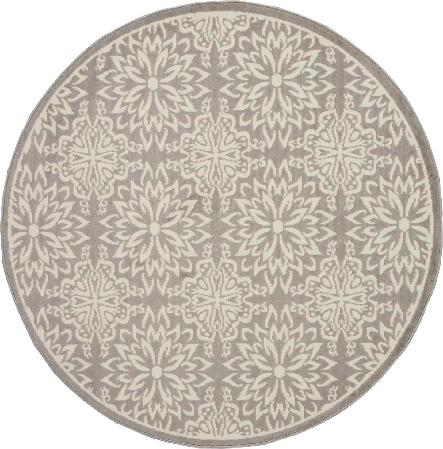 Nourison Jubilant 5'3" x Round Ivory/Grey Farmhouse Indoor Rug