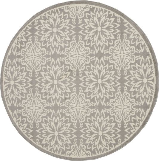 Nourison Jubilant 5'3" x Round Ivory/Grey Farmhouse Indoor Rug
