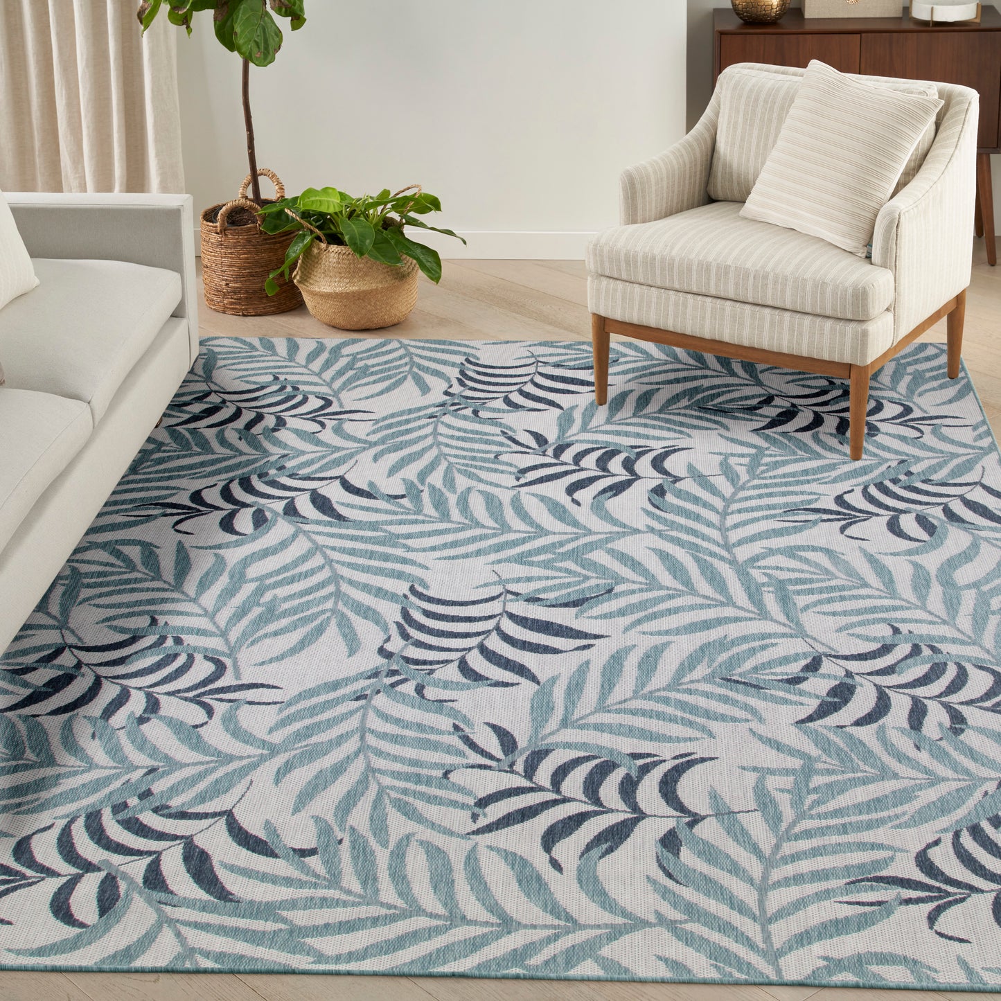 Nourison Garden Oasis 9' x 12' Blue Tropical Rug