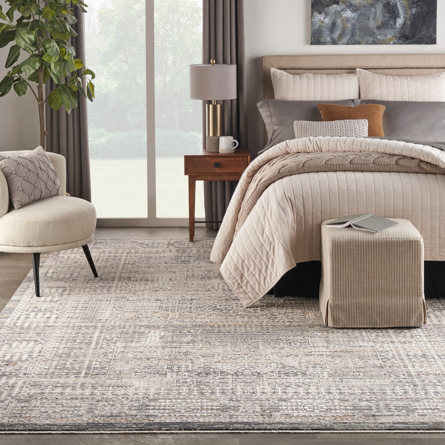Nourison Lynx 7'10" x 10'1" Ivory Slate Vintage Indoor Rug