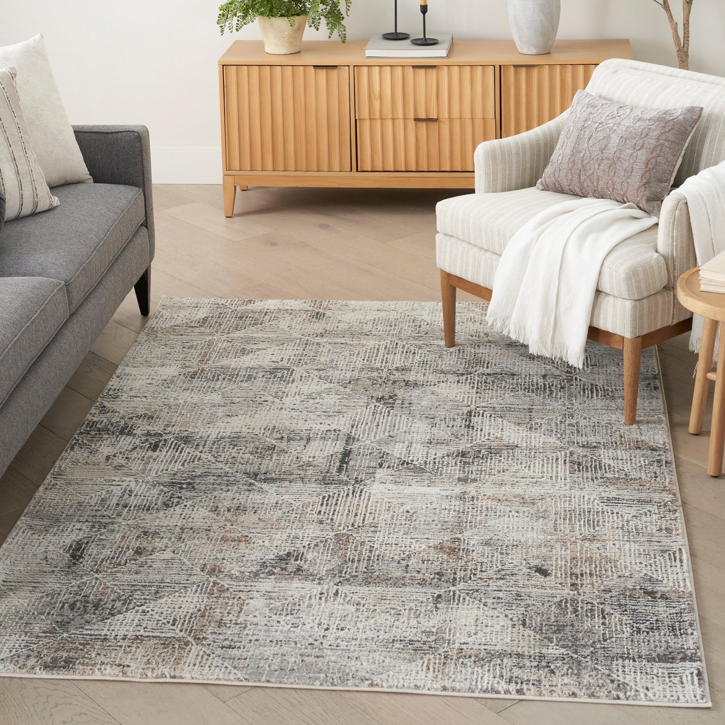 Nourison Sustainable Trends 6' x 9' Ivory Multicolor Modern Indoor Rug