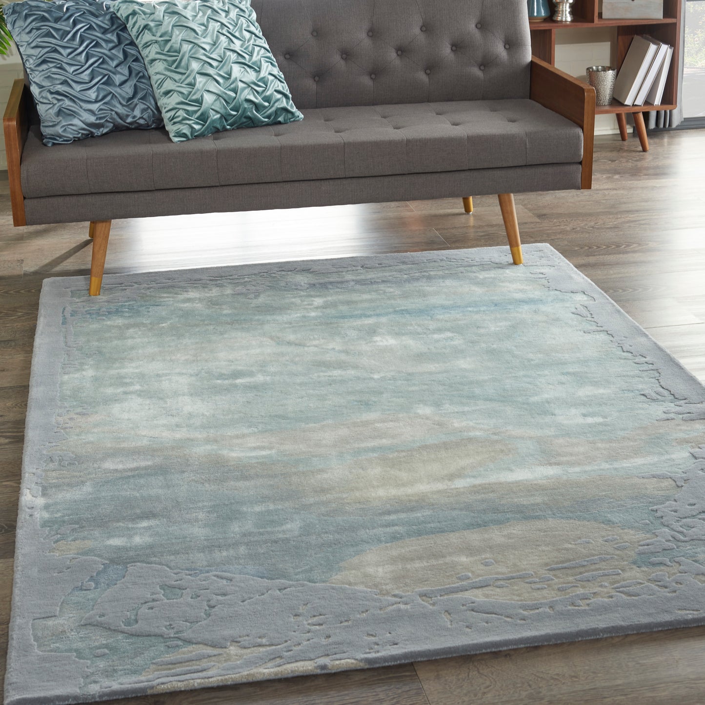Nourison Prismatic 5'6" x 7'5" Seafoam/Silver Modern Indoor Rug