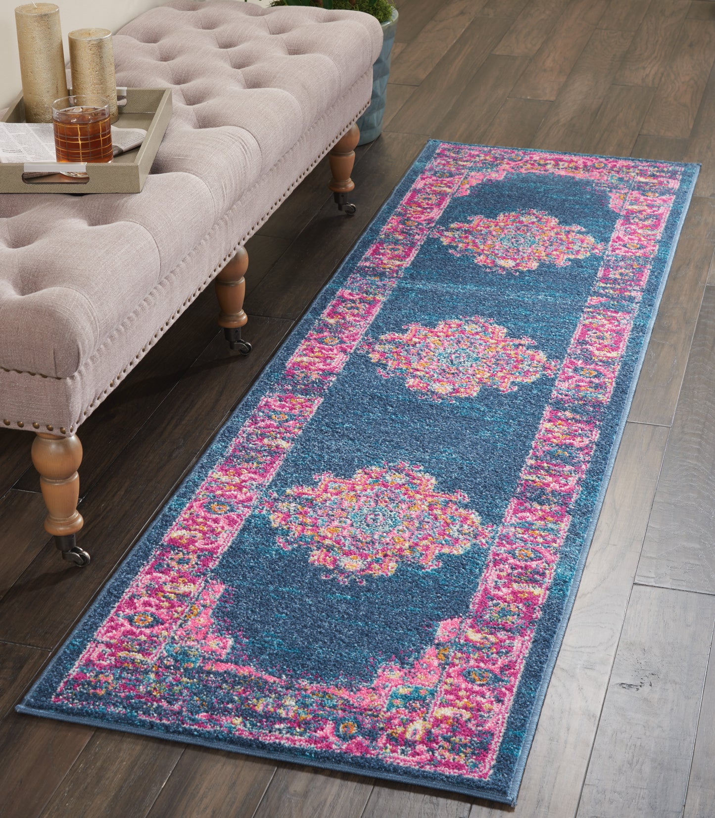 Nourison Passion 2'2" x 10' Blue Bohemian Indoor Rug