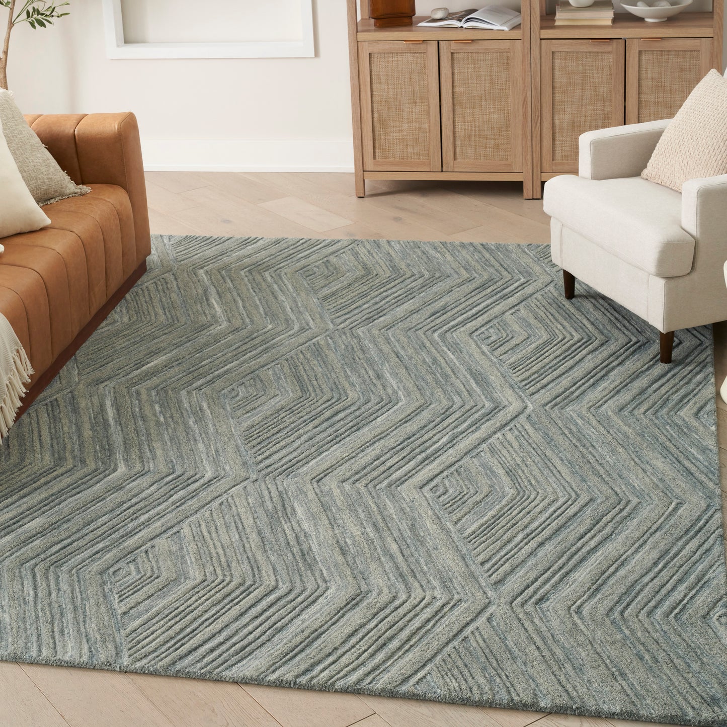 Nourison Graceful 5'3" x 7'3" Blue Modern Indoor Rug