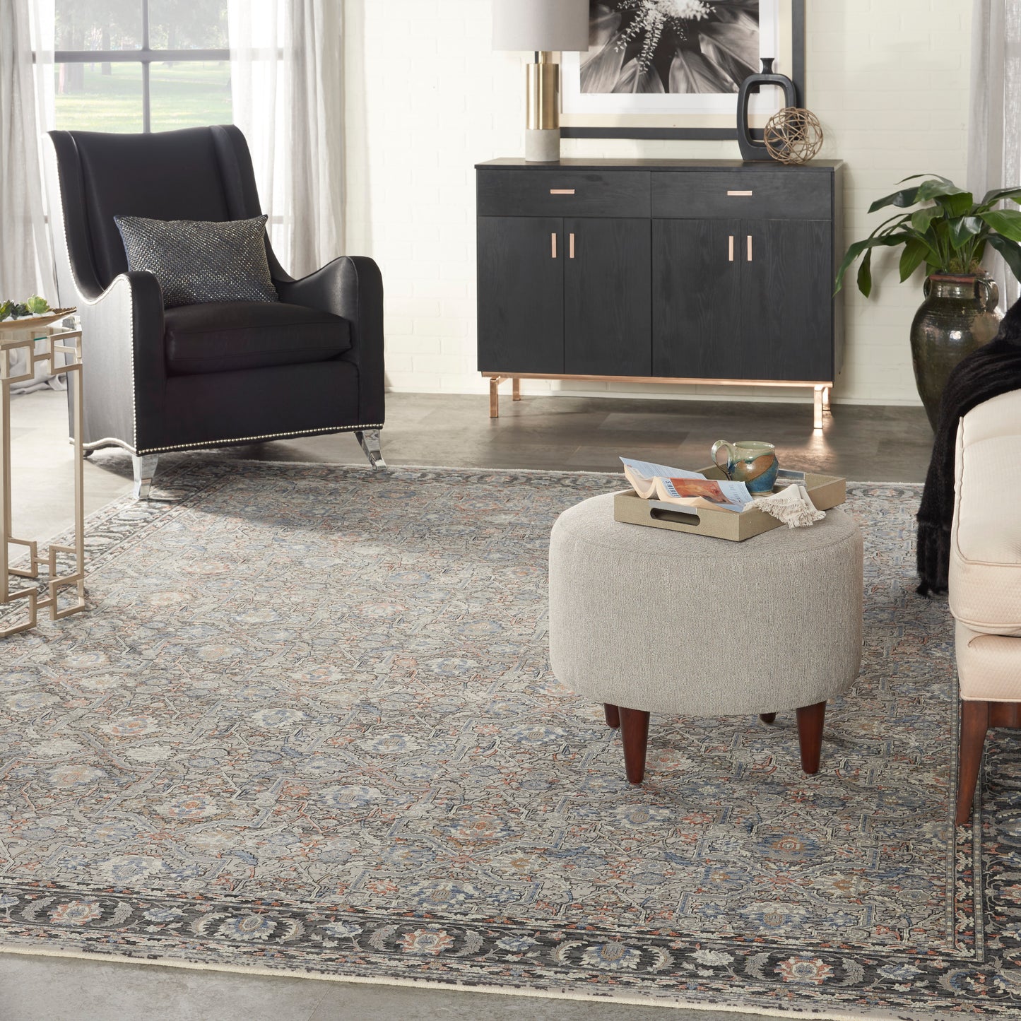 Nourison Starry Nights 9'10" x 12'6" Grey/Navy Vintage Indoor Rug