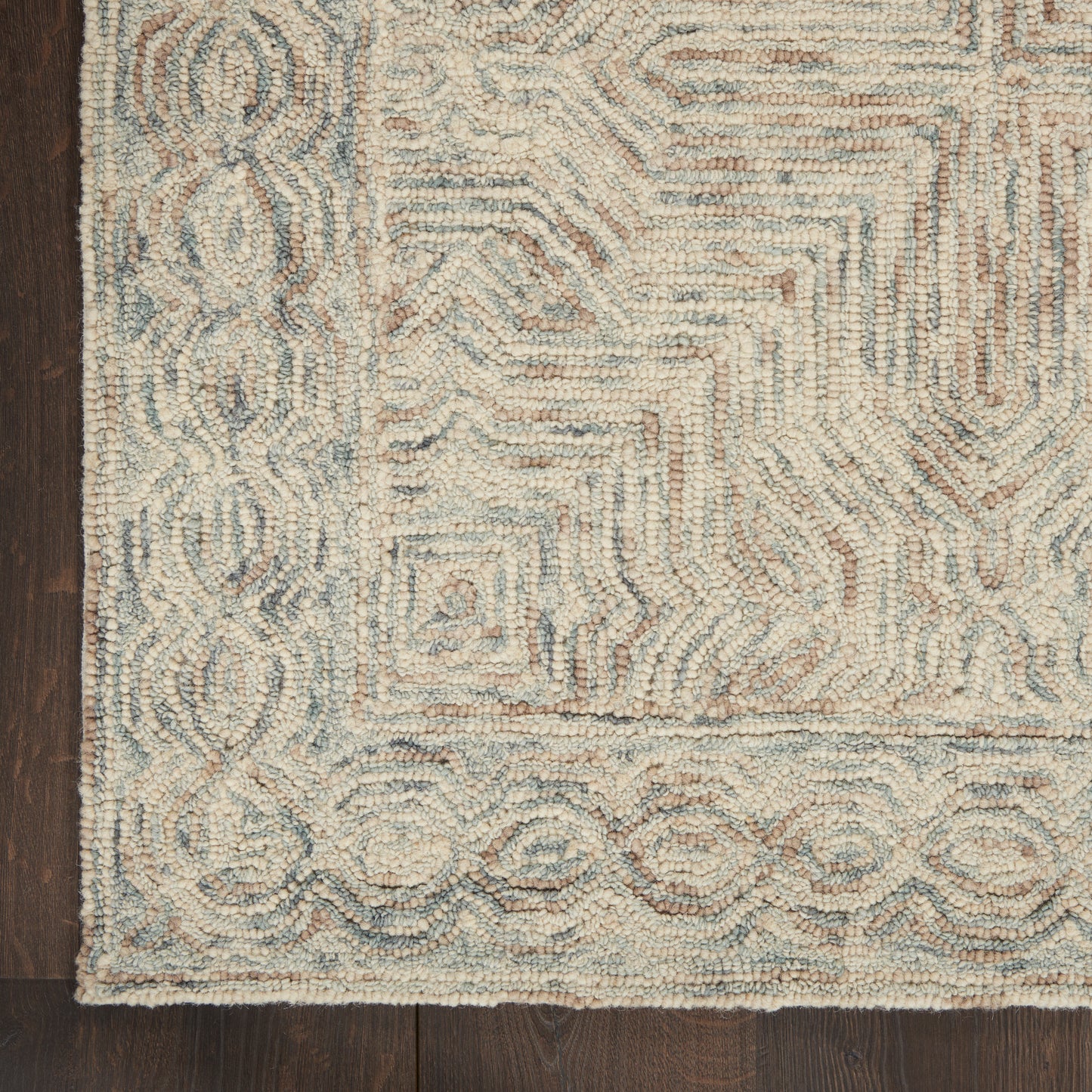 Nourison Interlock 2'3" x 7'6" Blue Ivory Bohemian Indoor Rug