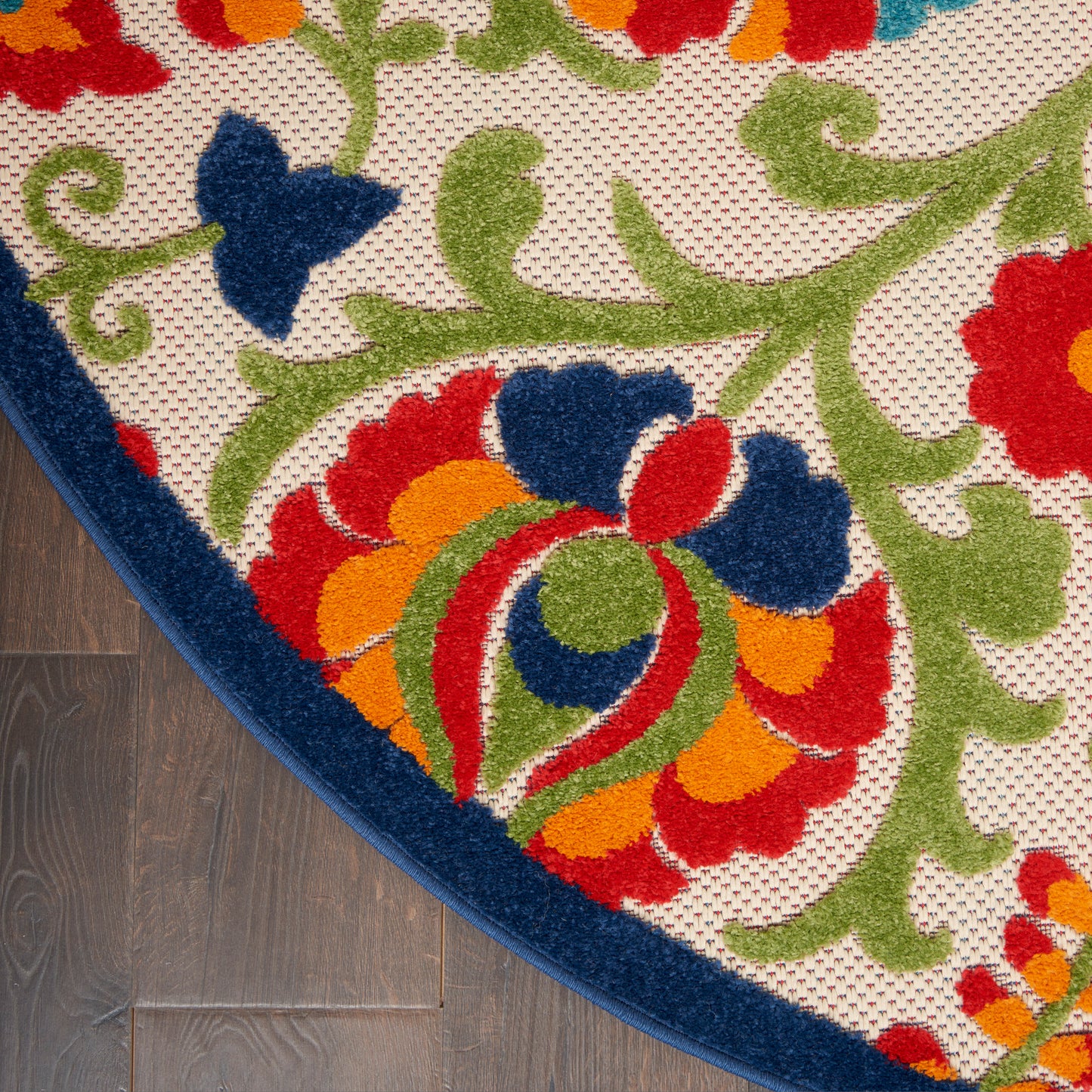 Nourison Aloha 5'3" x Round Multicolor Farmhouse Rug