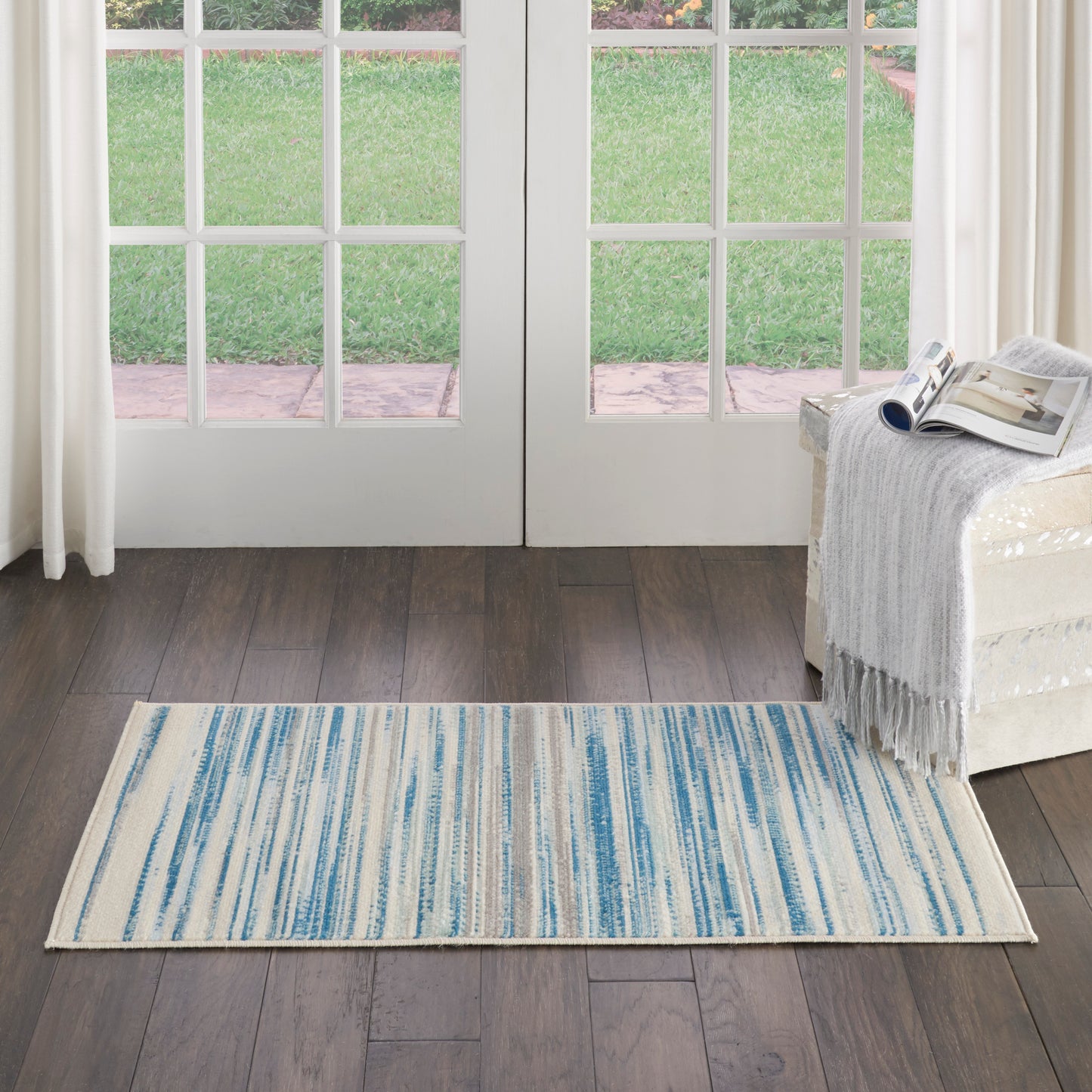 Nourison Jubilant 2' x 4' Blue Modern Indoor Rug