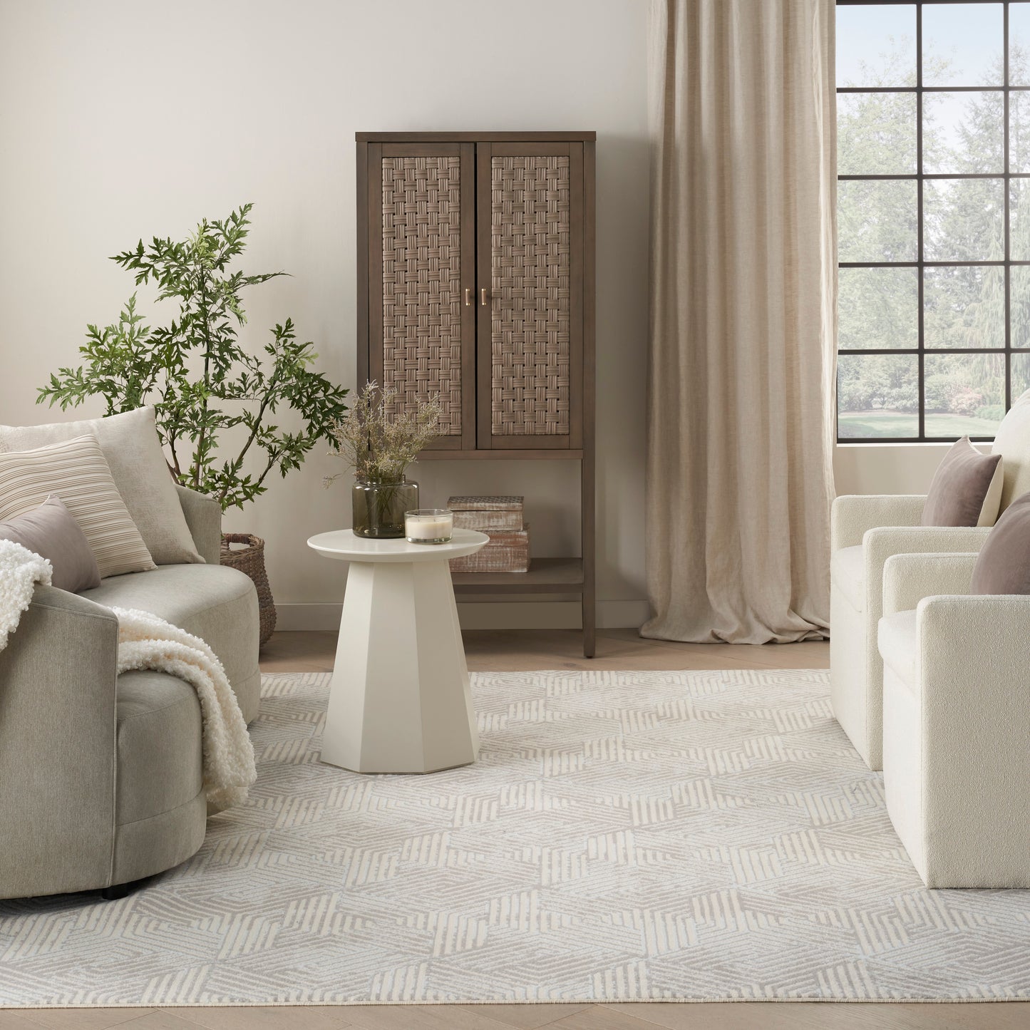 Nourison Grafix 3'9" x 5'9" Grey Modern Indoor Rug