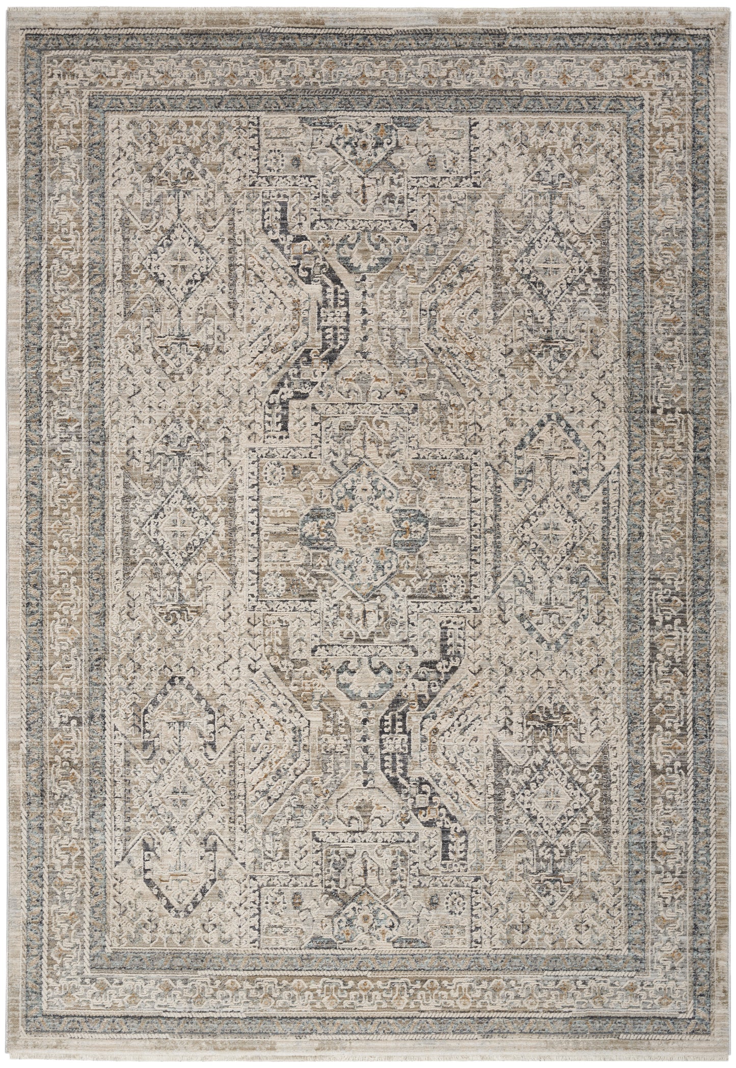 Nourison Lynx 5'3" x 7'10" Ivory/Grey/Blue Vintage Indoor Rug