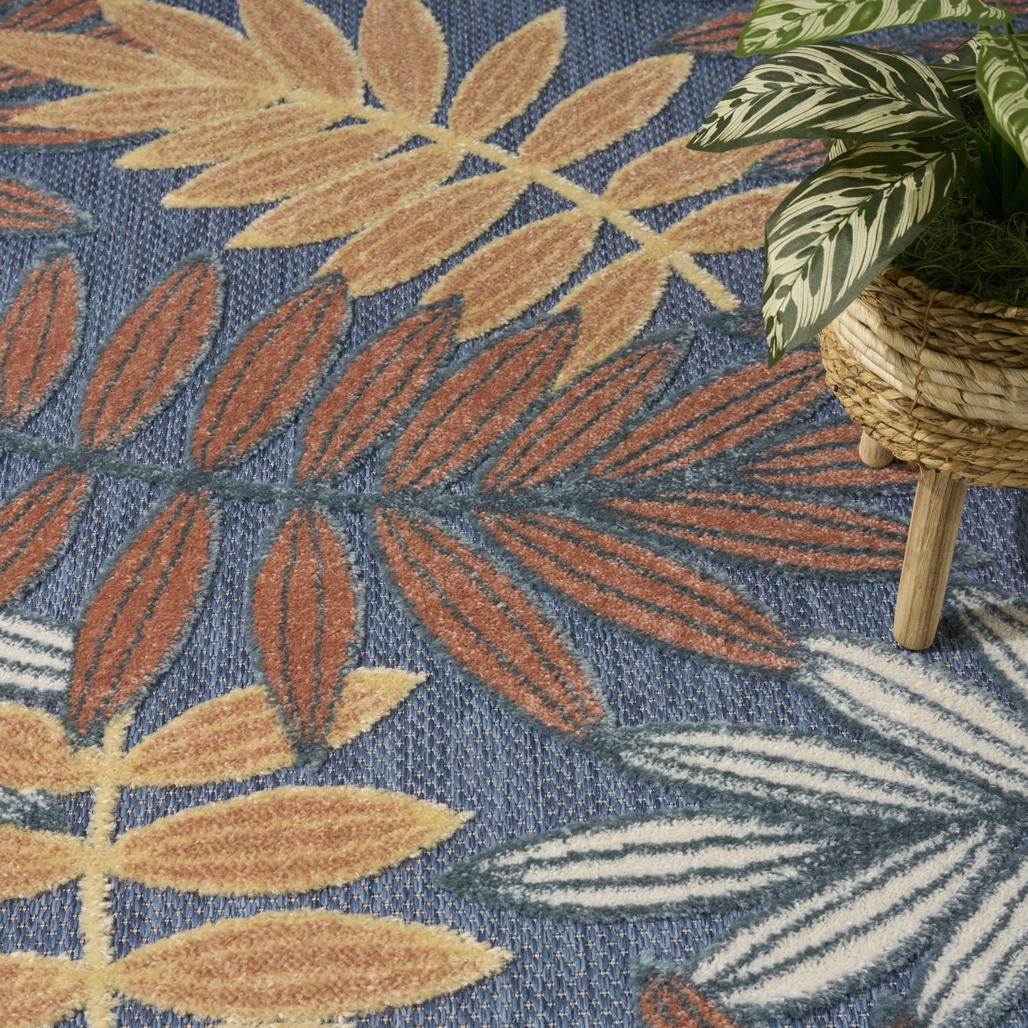 Nourison Aloha 9' x 12' Blue Rose Modern Rug