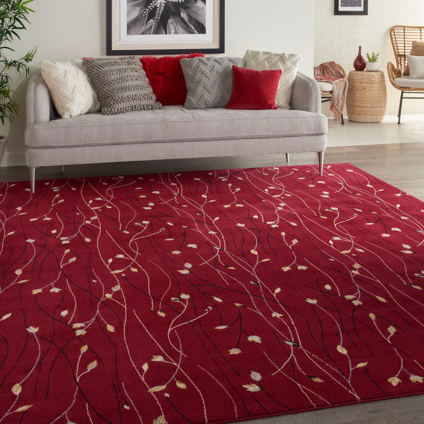 Nourison Grafix 8'6" x 12' Red Contemporary Indoor Rug