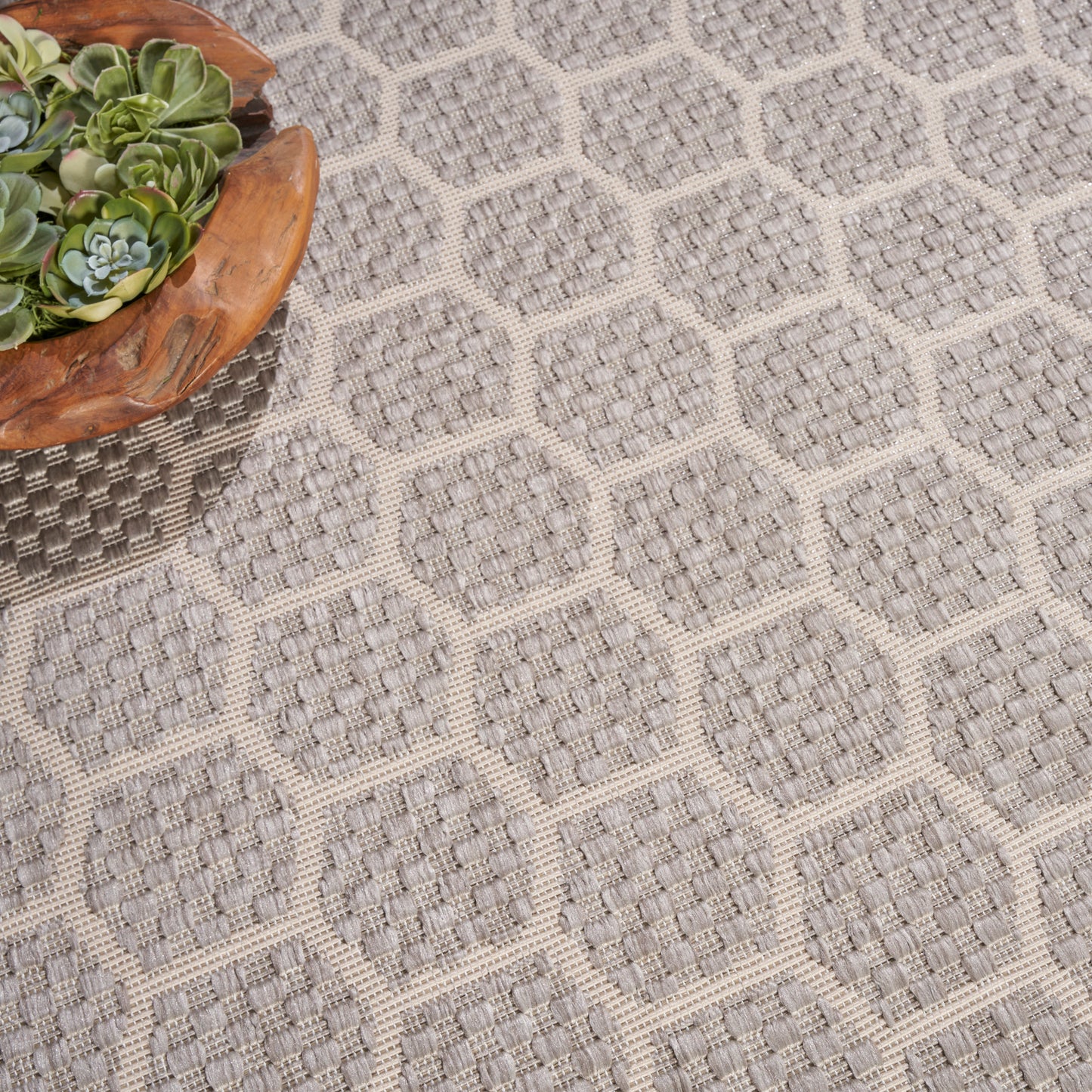 Nourison Twist Reversible 8' x Round Grey Modern Rug