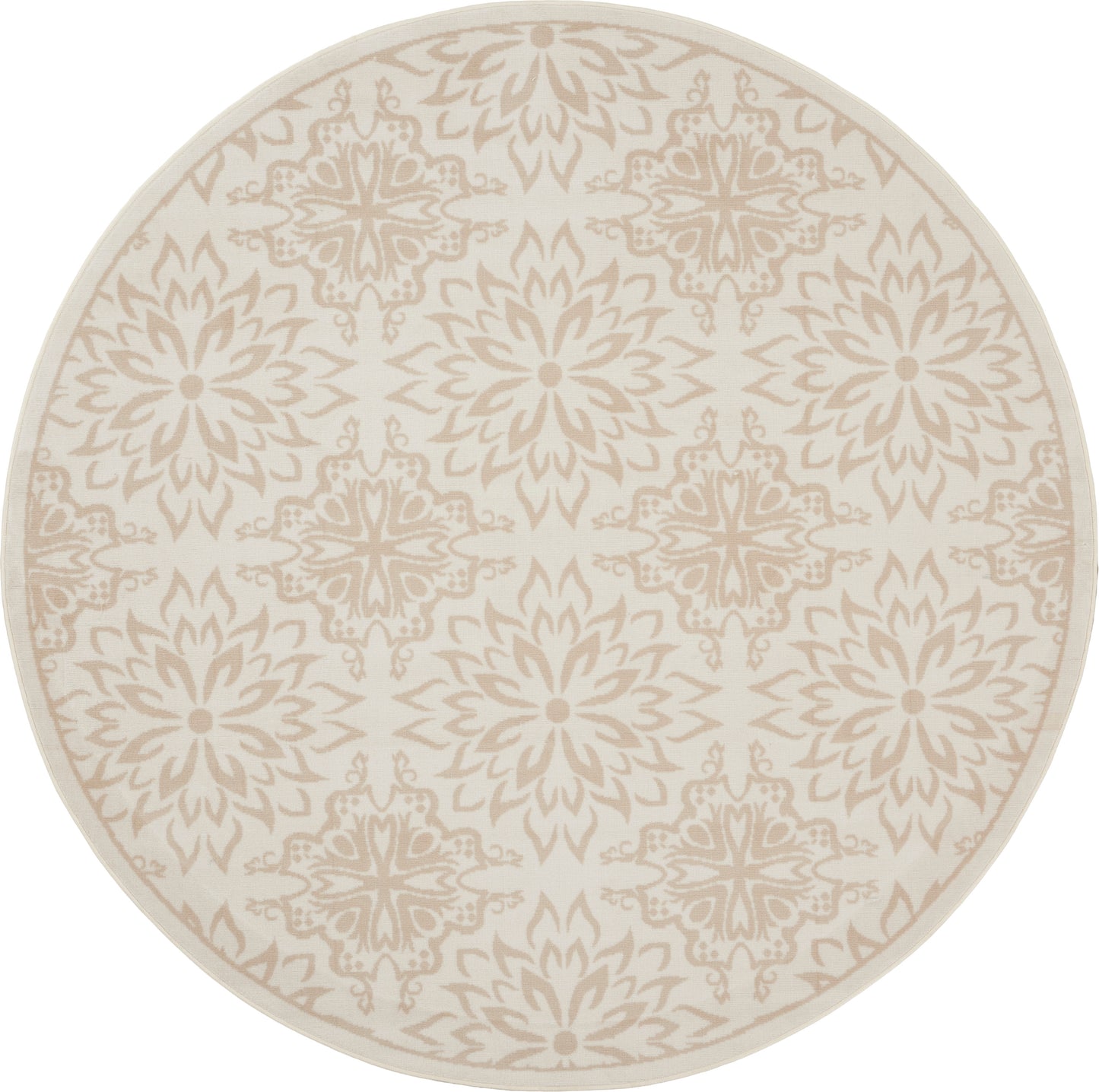 Nourison Jubilant 5'3" x Round Ivory Beige Farmhouse Indoor Rug
