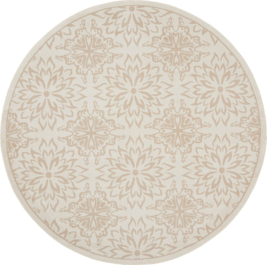 Nourison Jubilant 5'3" x Round Ivory Beige Farmhouse Indoor Rug