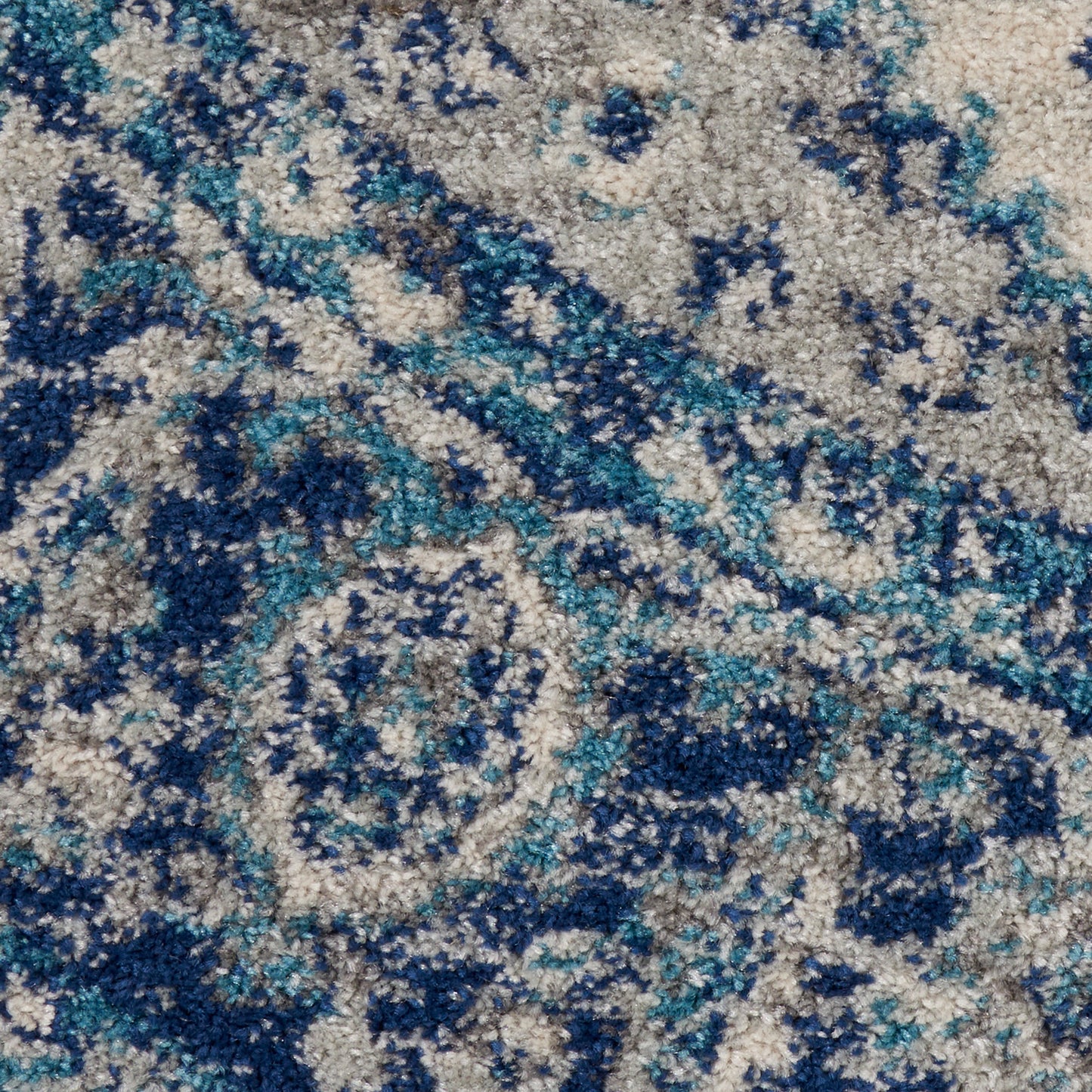 Nourison Tranquil 7’10” x Round Ivory/Light Blue Vintage Indoor Rug