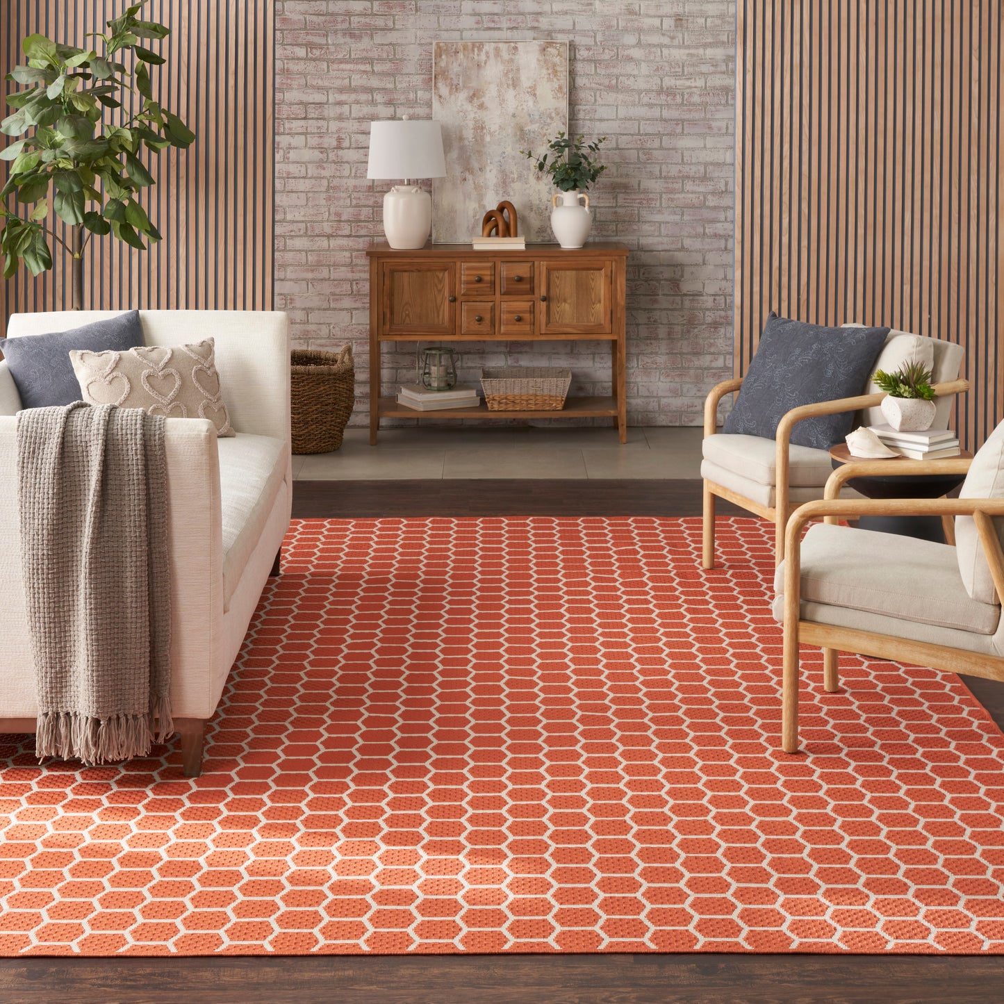 Nourison Twist Reversible 8' x 10' Coral Modern Rug